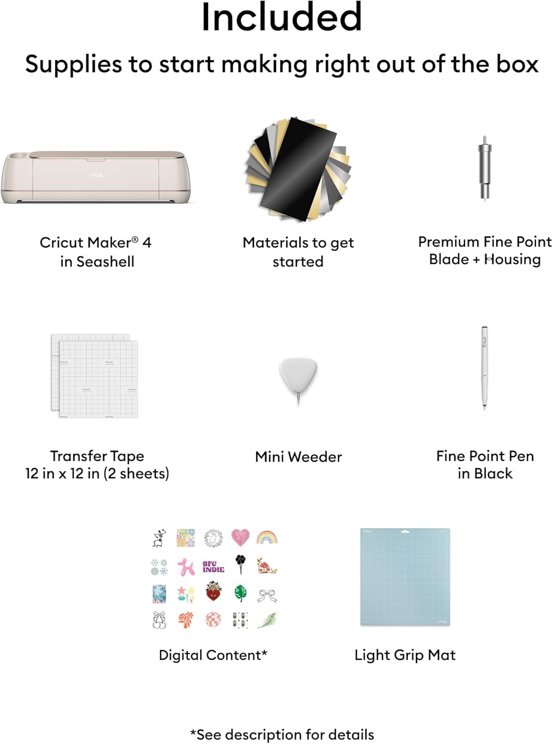 Thumbnail 1 de Cricut Maker 4 Smart Cutting Machine (Seashell) Digital Content Bundle with Design Space Images