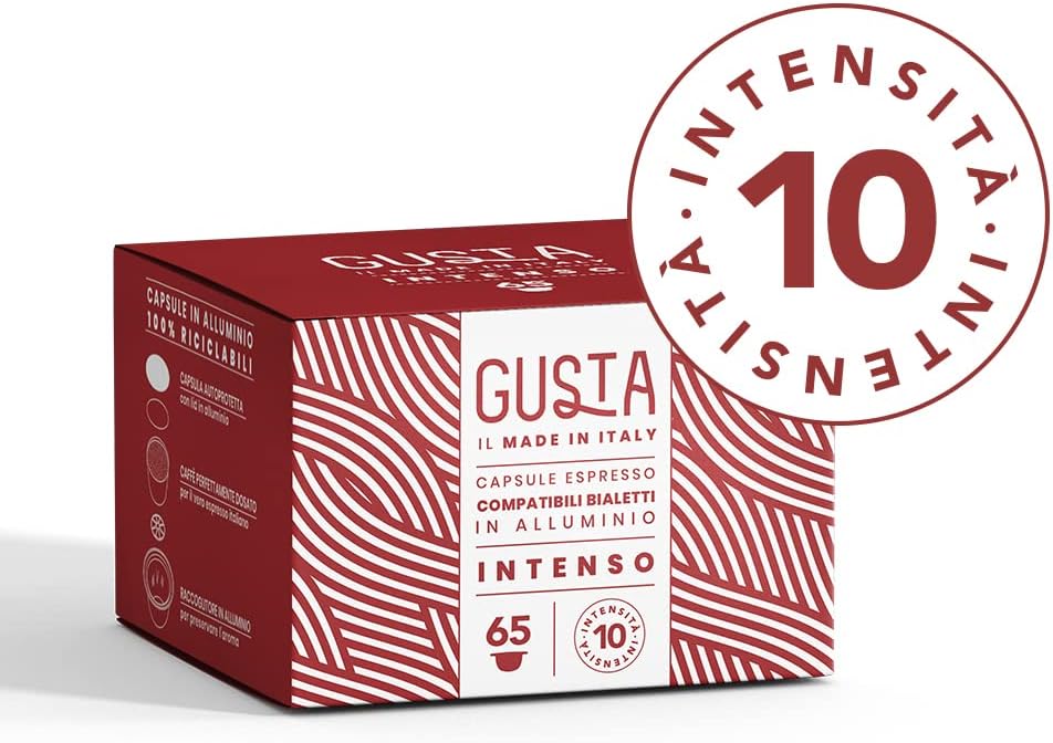 Detalle 2 de Gusta Compatibili Bialetti in Alluminio, Gusto Intenso – Box da 65 capsule, Intensità 10