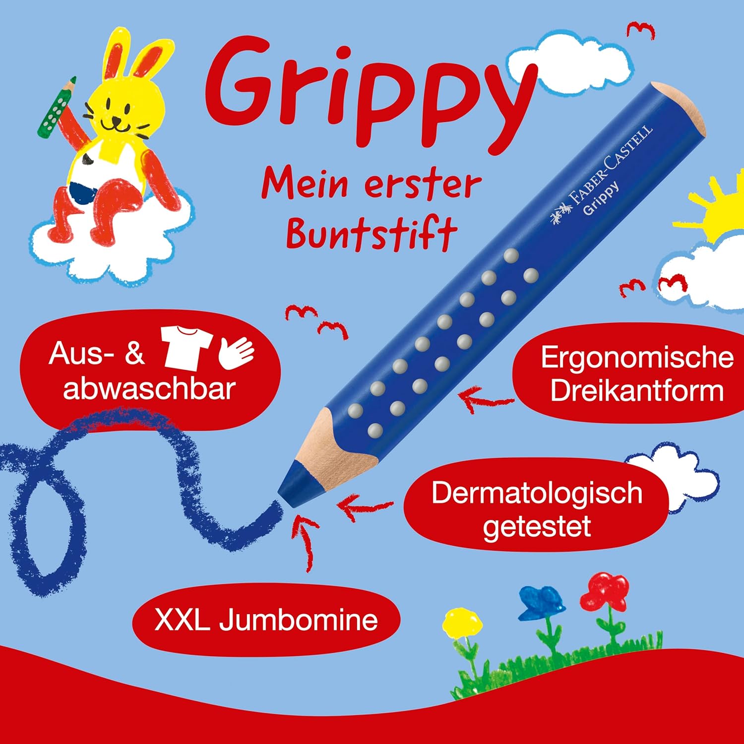 Thumbnail 4 de Faber-Castell 110630 Set Grippy – Jumbo-Buntstifte für Kleinkinder, 6 Farben, 10 mm Mine, dreieckige Form