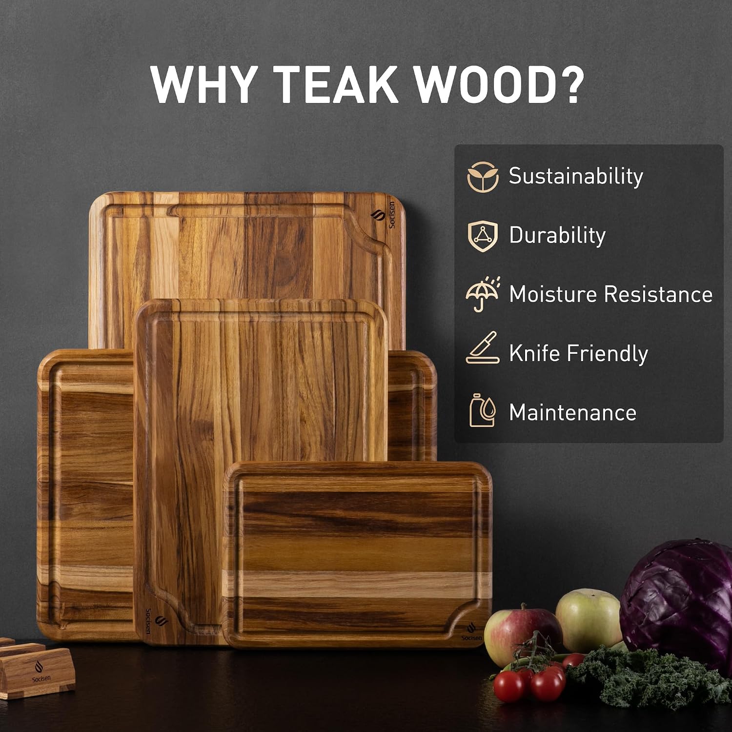 Detalle 2 de Teak Cutting Board Set, 4-Piece
