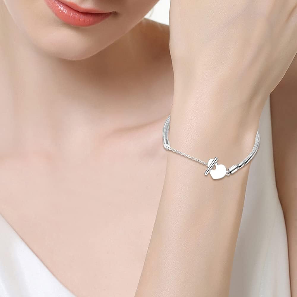 Detalle de KUNSIR Moments Schlangen-Gliederarmband aus Silber 925 – Bead Charm kompatibel