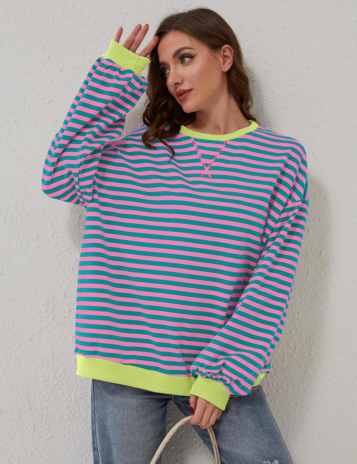 Thumbnail 3 de DUOEASE Oversize Streifen Pullover Damen