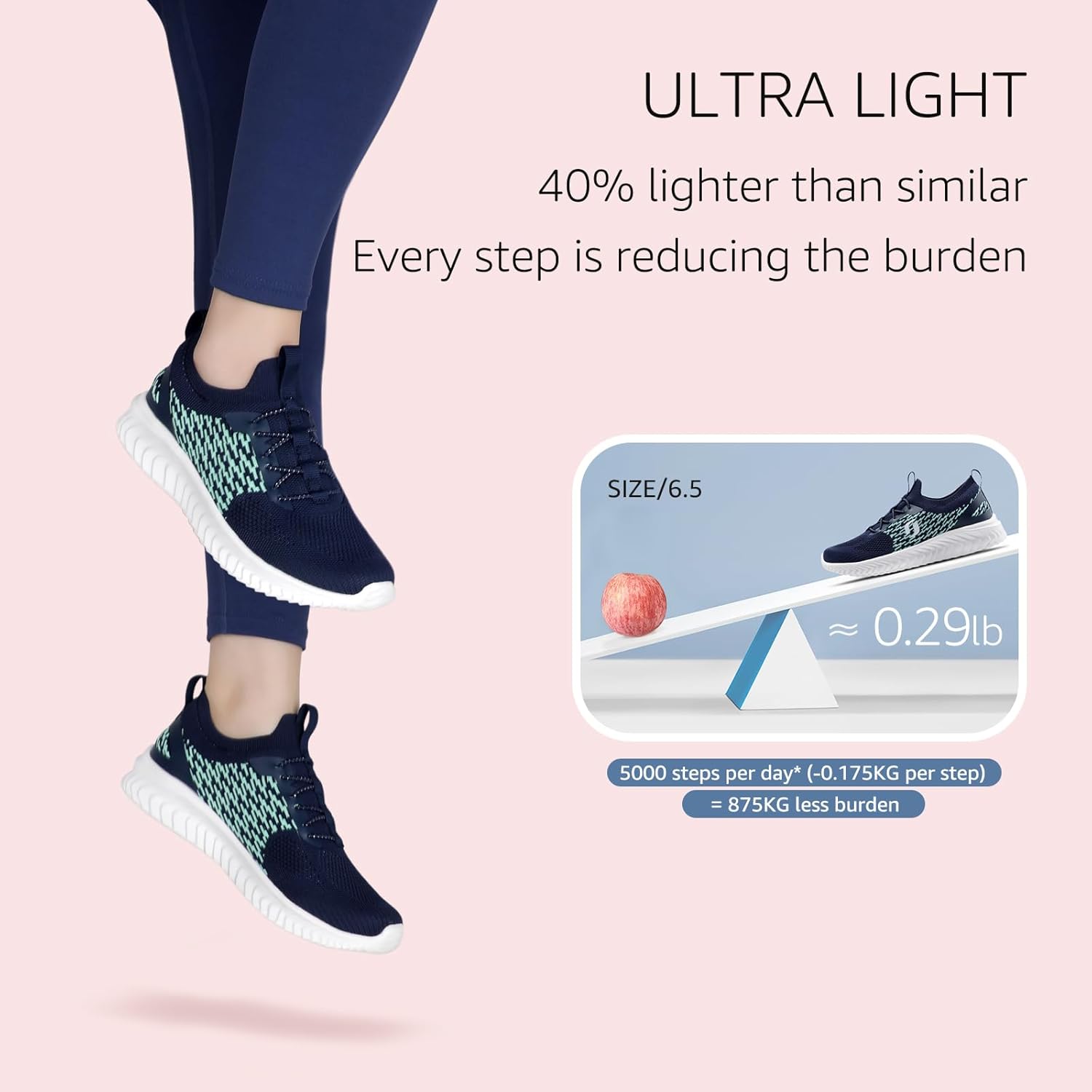 Thumbnail 3 de HKR Womens Trainers Memory Foam Slip On Shoes – Lightweight Casual Walking Shoes for Women