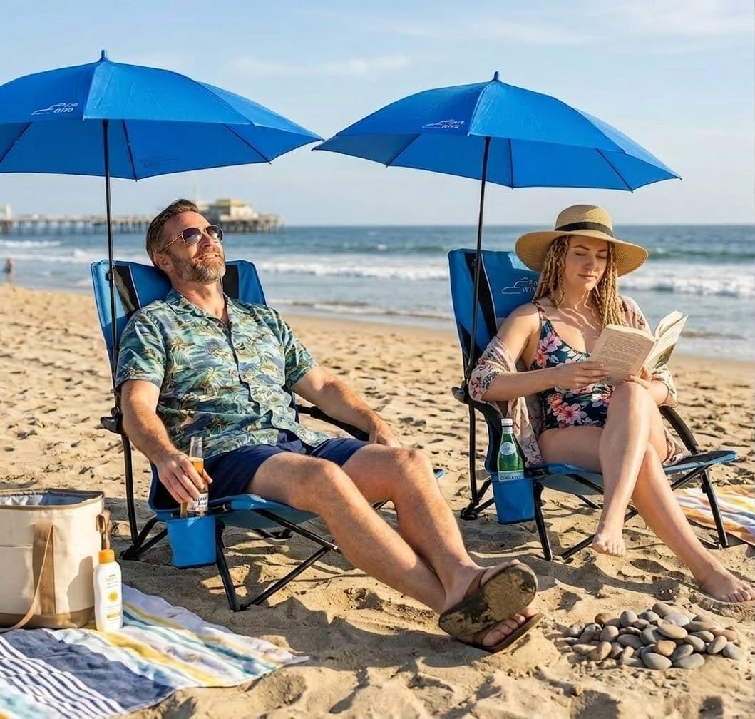 Detalle de FAIR WIND 2 Pack Beach Chair with Adjustable Umbrella