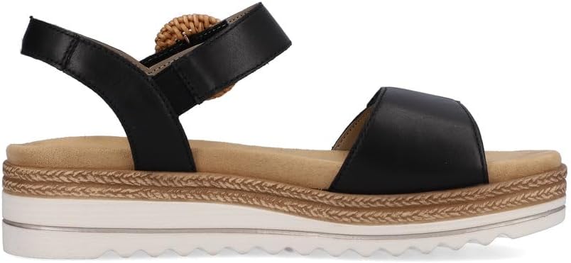 Detalle de Remonte Damen Riemchensandalen D0Q52 – elegante Riemchensandalen mit Klettverschluss und leichtem Keilabsatz