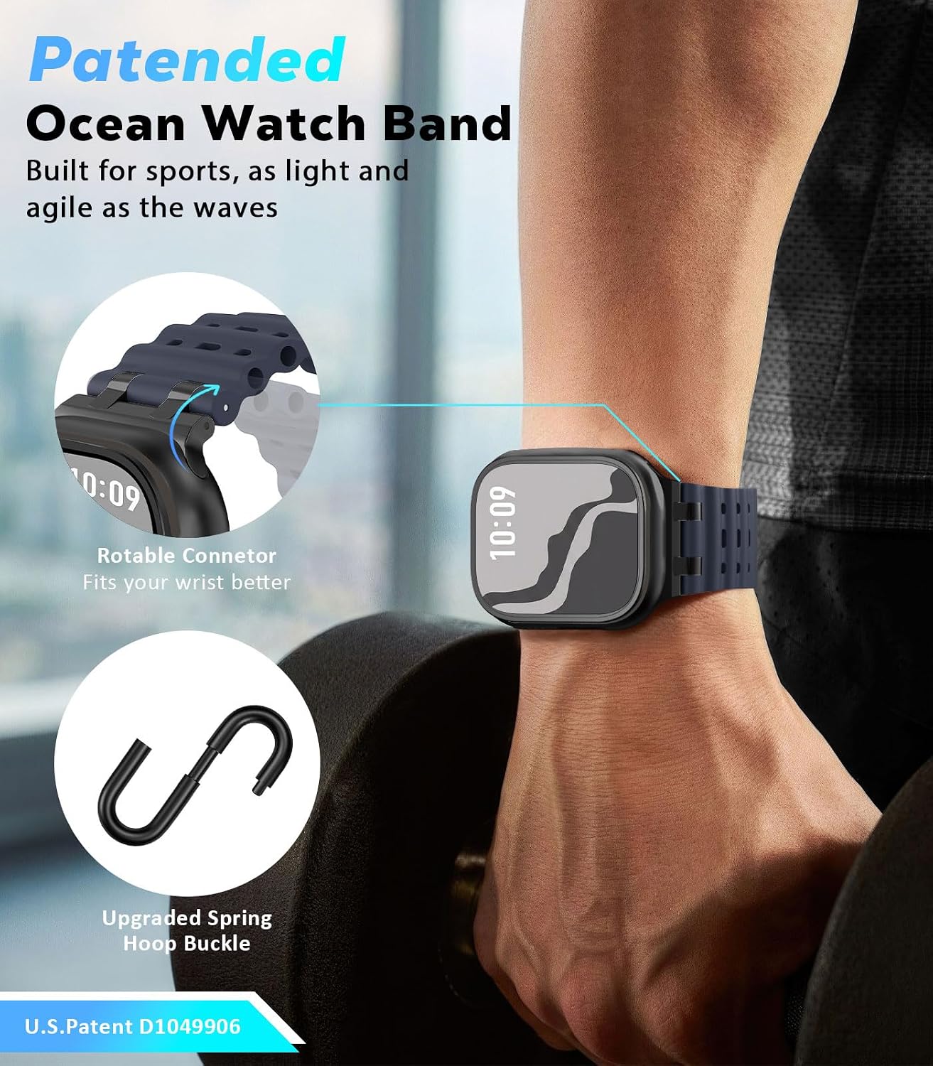 Detalle 2 de Upgraded Ocean Watch Band for Apple Watch (42/44/45/46/49mm) | Breathable Sport Strap with Metal Connector