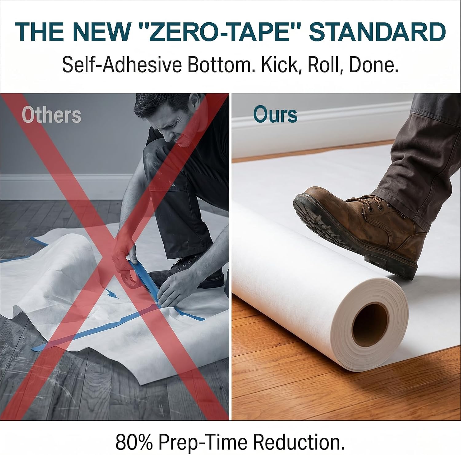 Detalle de pizipizi 40" x 168' Floor Protection Roll, Self-Adhesive, 560 sq. ft.
