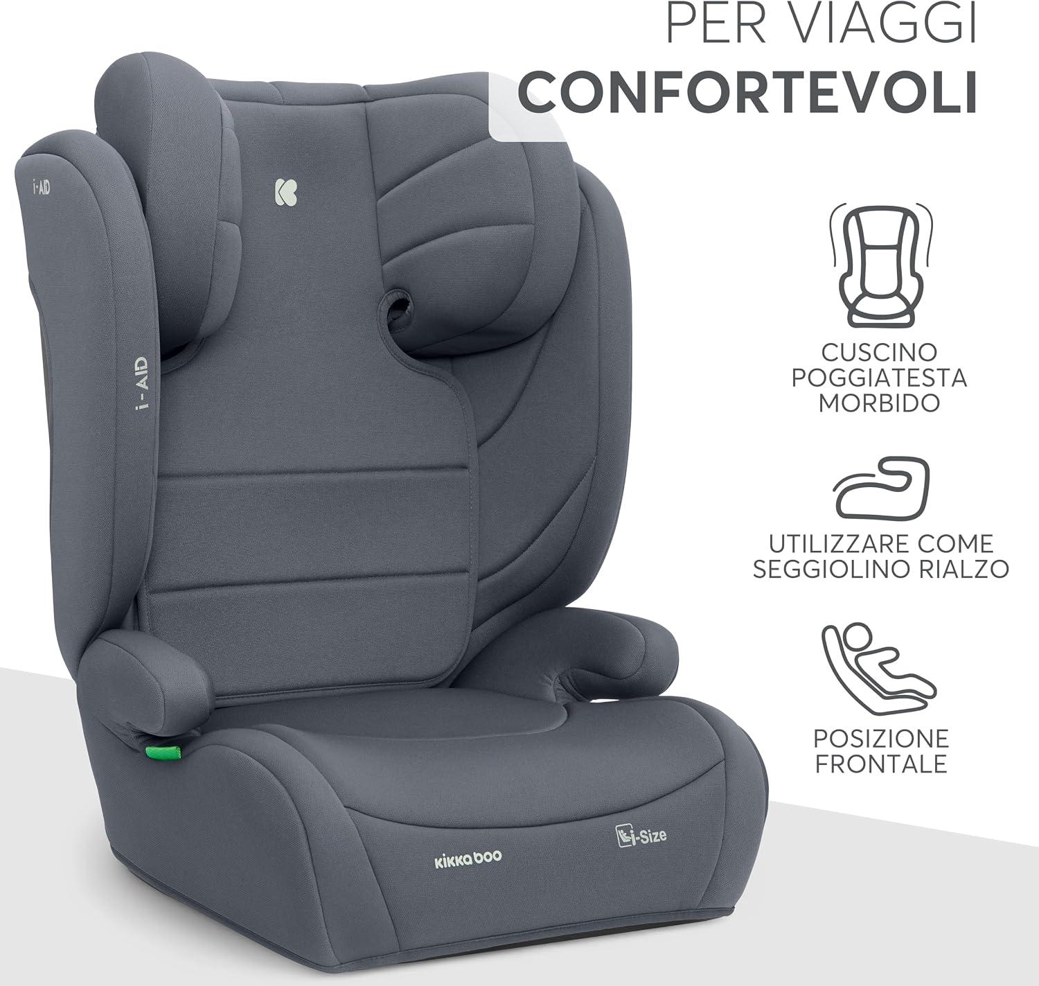 Thumbnail 6 de KikkaBoo Seggiolino Auto 15-36 kg i-AID – Gruppo 2/3 i-SIZE, 100-150 cm, 3,5-12 Anni, Grigio