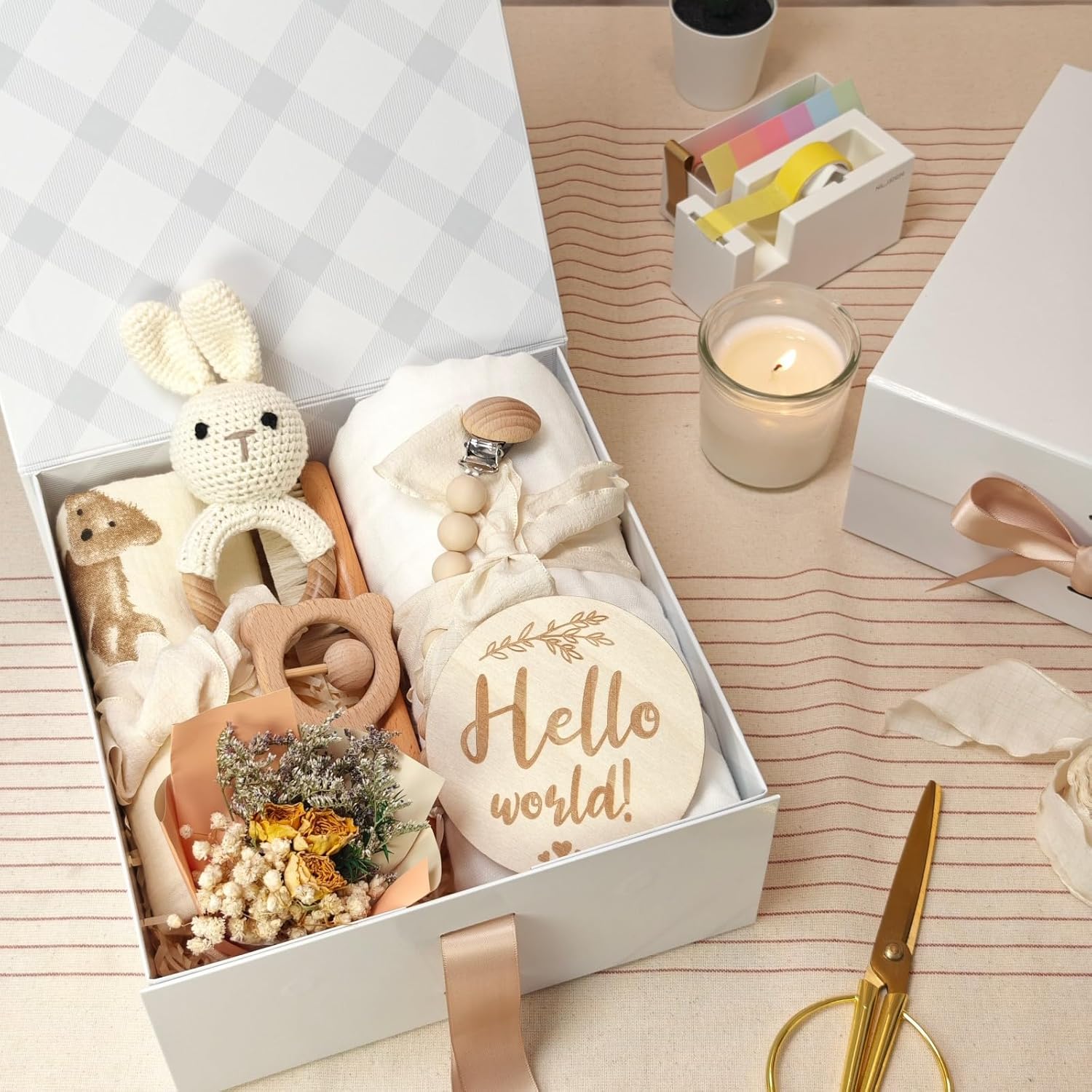Thumbnail 3 de Tekhoho Weiß Geschenkbox 22x22x10 cm mit Magnetdeckel und Schleife – Premium Verpackung für Hochzeit, Geburtstag & mehr