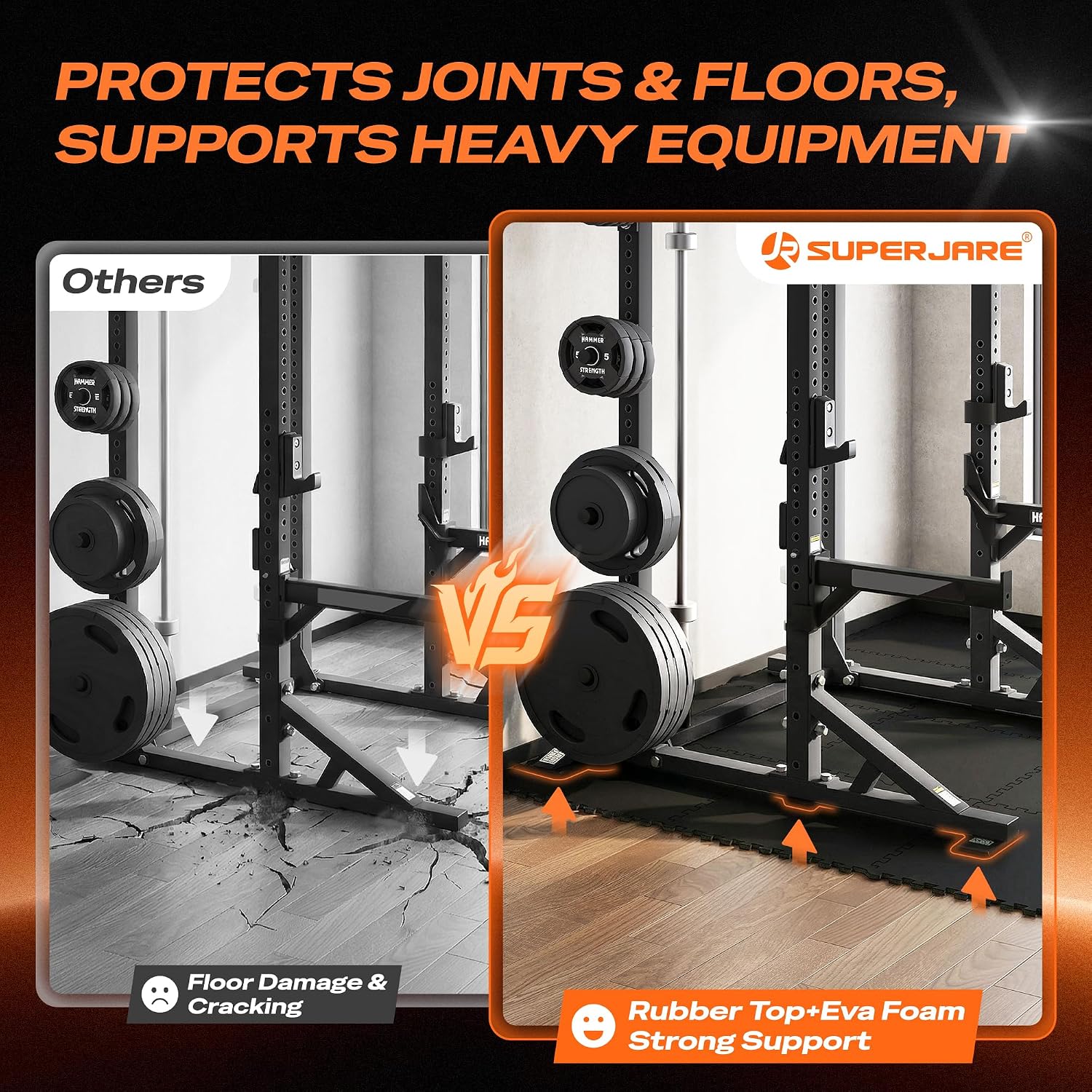 Detalle de SUPERJARE 0.56'' Thick 24 Pcs Interlocking Rubber-Top Exercise Mats