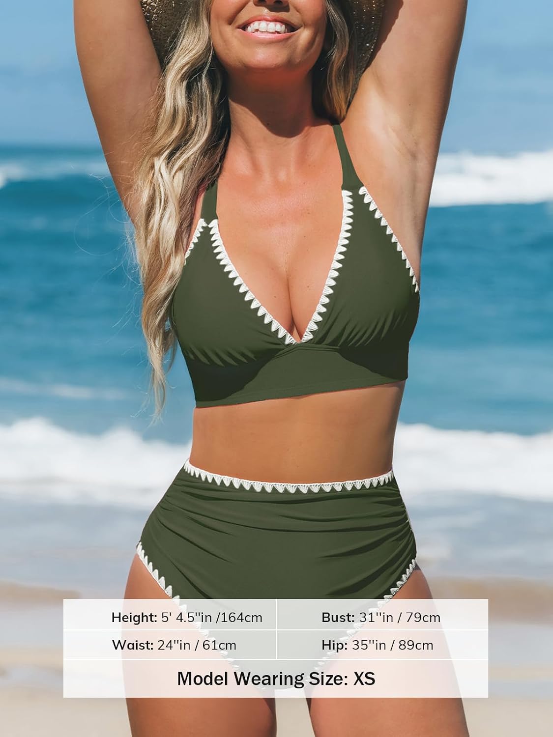 Thumbnail 4 de CUPSHE Ensemble bikini taille haute – Col en V croisé