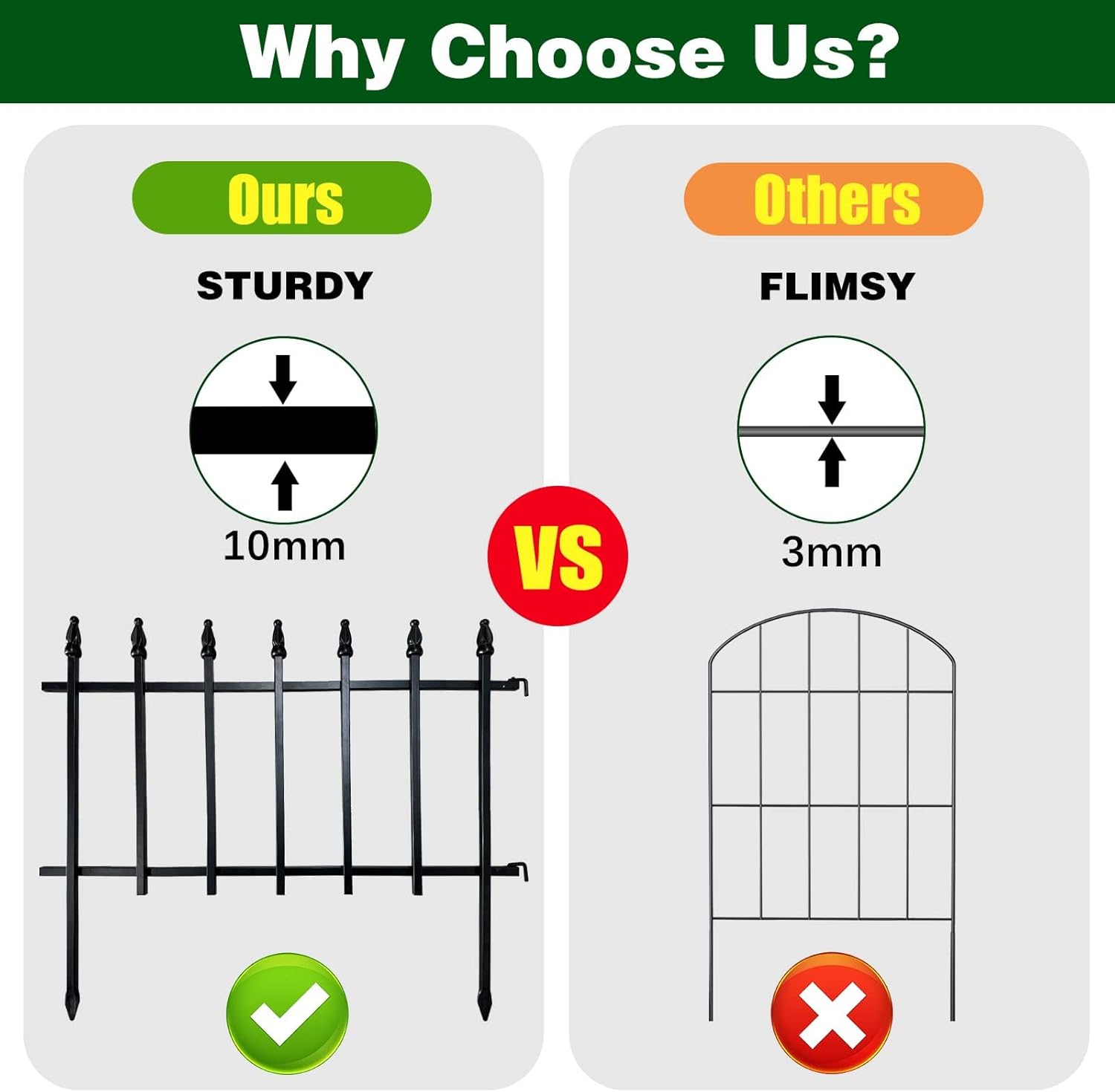 Thumbnail 1 de Thealyn Metal Decorative Garden Fence: 57cm Wide x 45cm High, 5 Panels (2.8m total) for Flower Beds and Path Edges