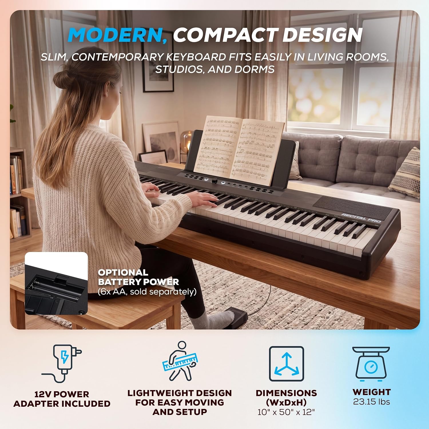Thumbnail 6 de Alesis Recital Pro MKII 88-Key Digital Piano with Hammer-Action Keys