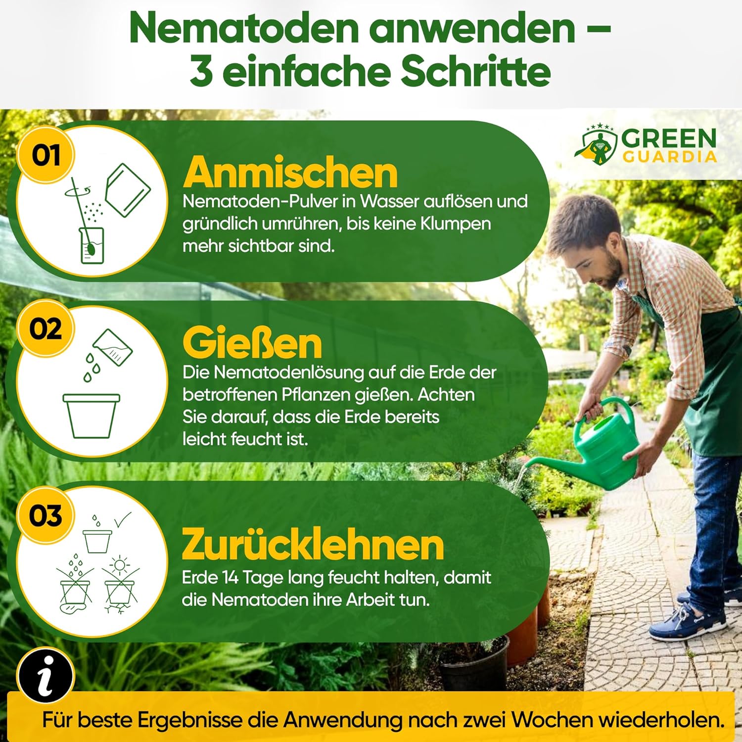 Thumbnail 2 de GREEN GUARDIA Power SF-Nematoden – 4 Mio. (40 Pflanzen/8m²) gegen Trauermücken