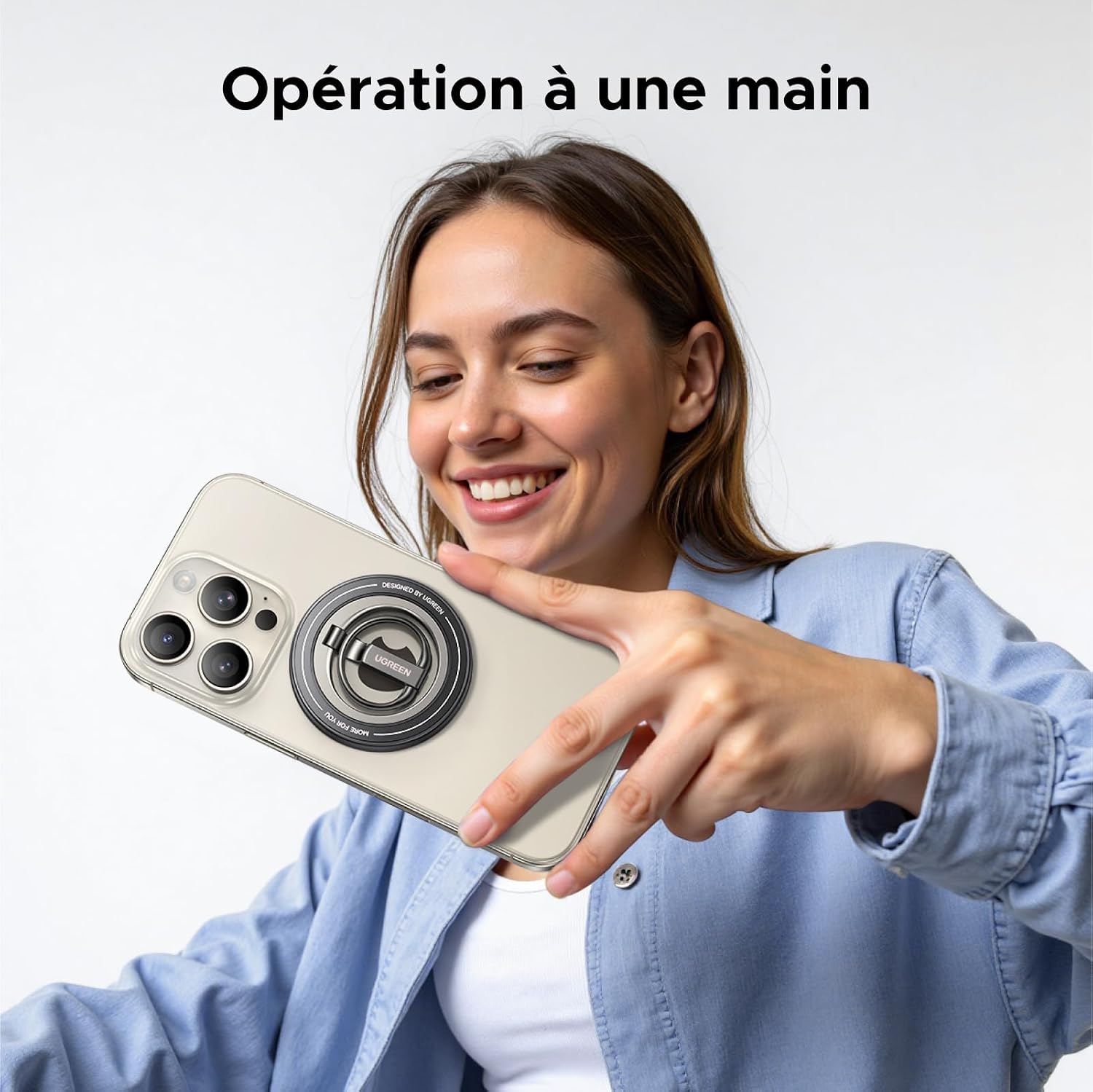 Detalle 2 de UGREEN Anneau MagSafe double face 360° pour iPhone 17 Pro Max