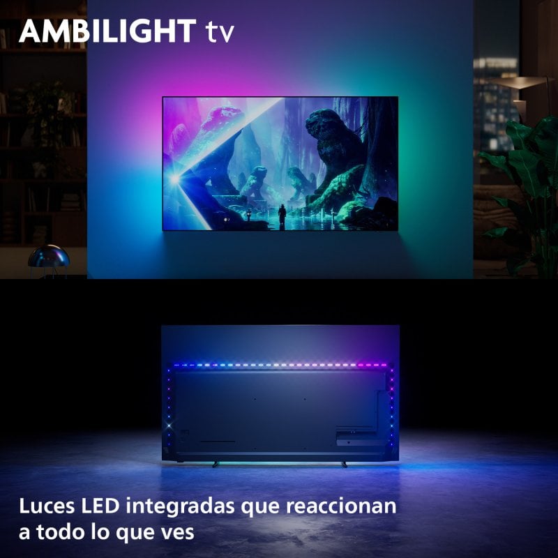 Detalle de Philips 55OLED801/12: OLED 55" con Ambilight y barra de sonido TAB5309, para cine en casa y gaming
