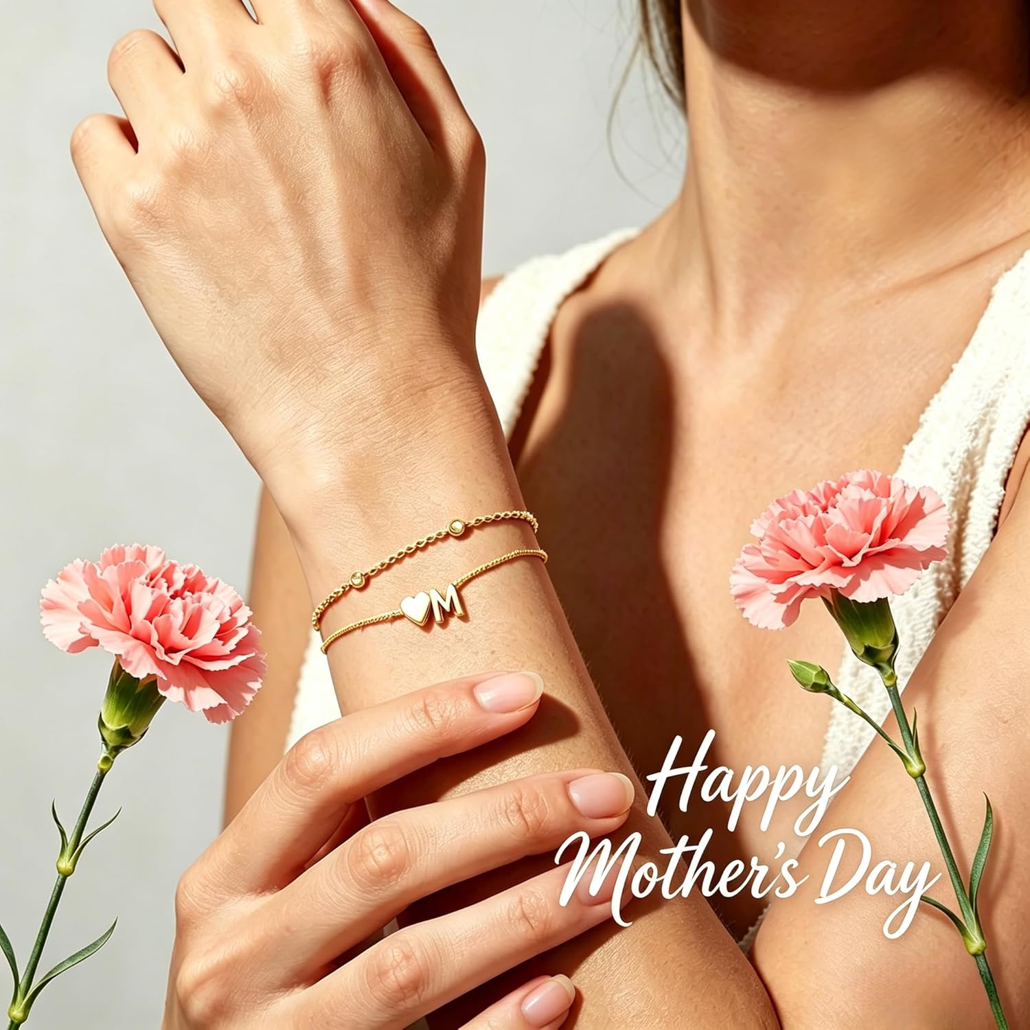 Thumbnail 2 de Turandoss Muttertagsgeschenk: Initialenarmband mit Herz, 14K vergoldet (Zirkonia)