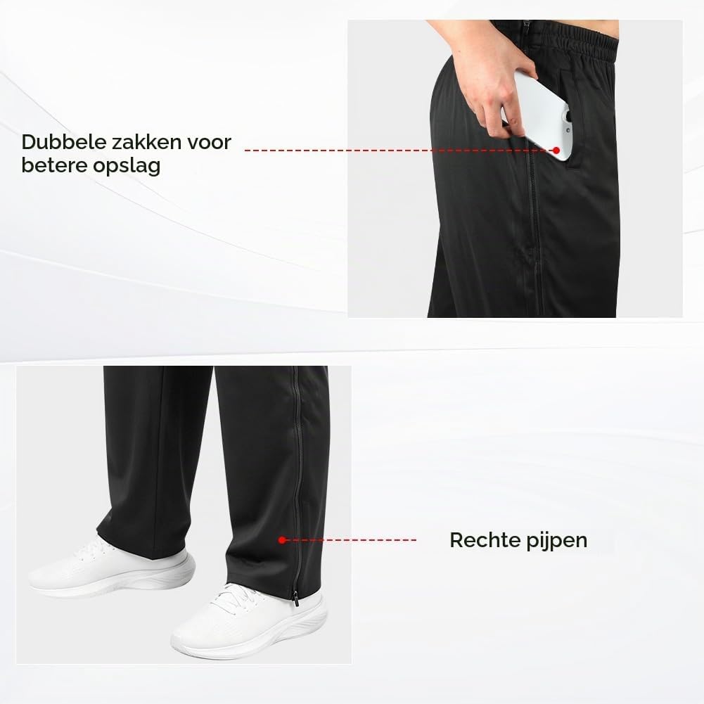 Thumbnail 6 de Vicloon lange sportbroek voor heren met doorlopende ritssluiting, zakken, zwart