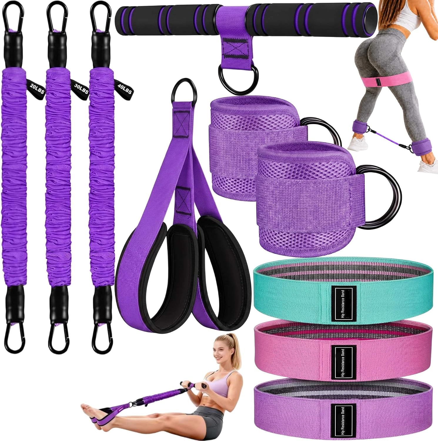 Detalle de Multifunction Pedal Resistance Band Set with Handles