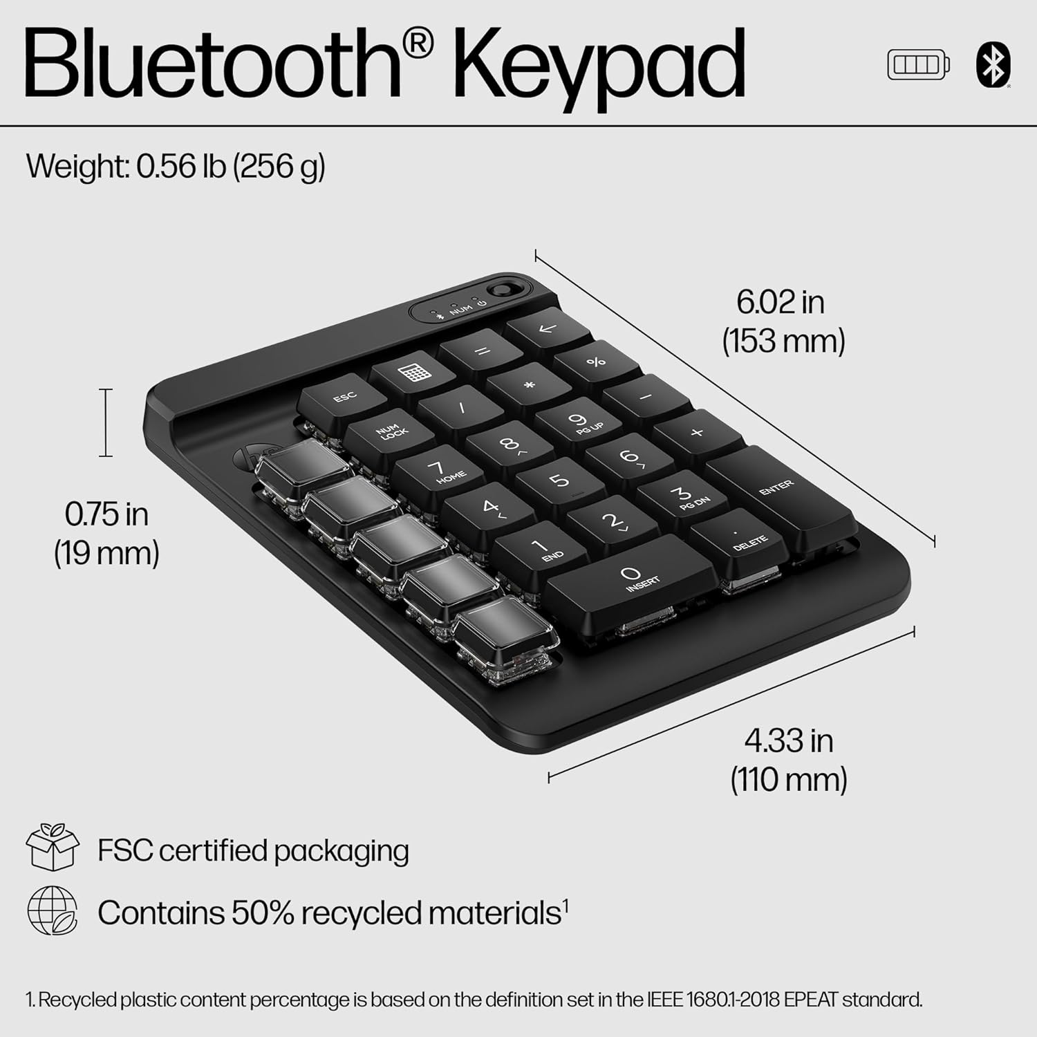 Thumbnail 5 de HP 430 Programmable Wireless Keypad: Customisable Numpad for Chrome, PC and Mac
