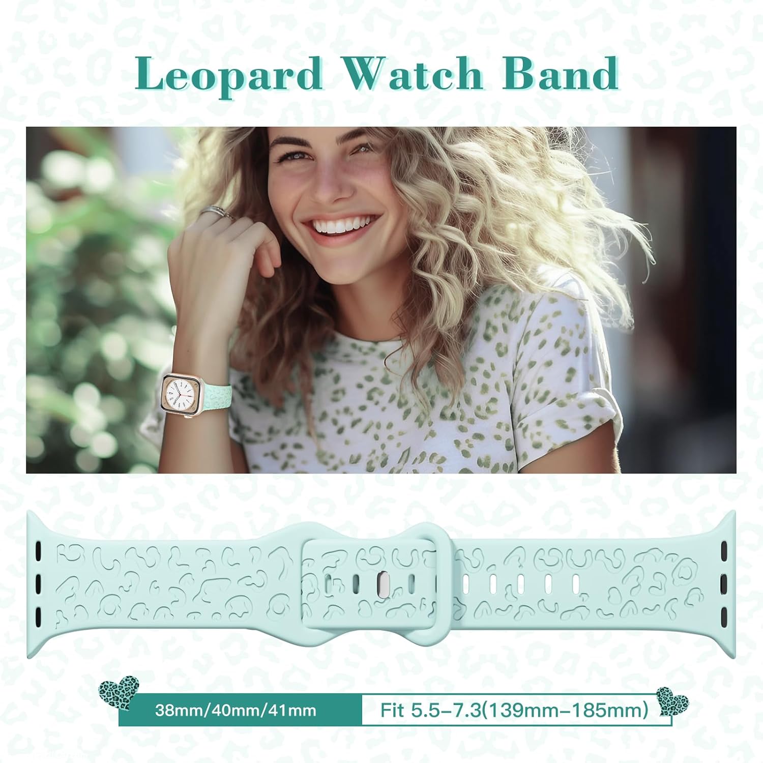 Thumbnail 6 de Tuocal 3-pack leopard print silicone watch straps for Apple Watch (38mm/40mm/41mm)