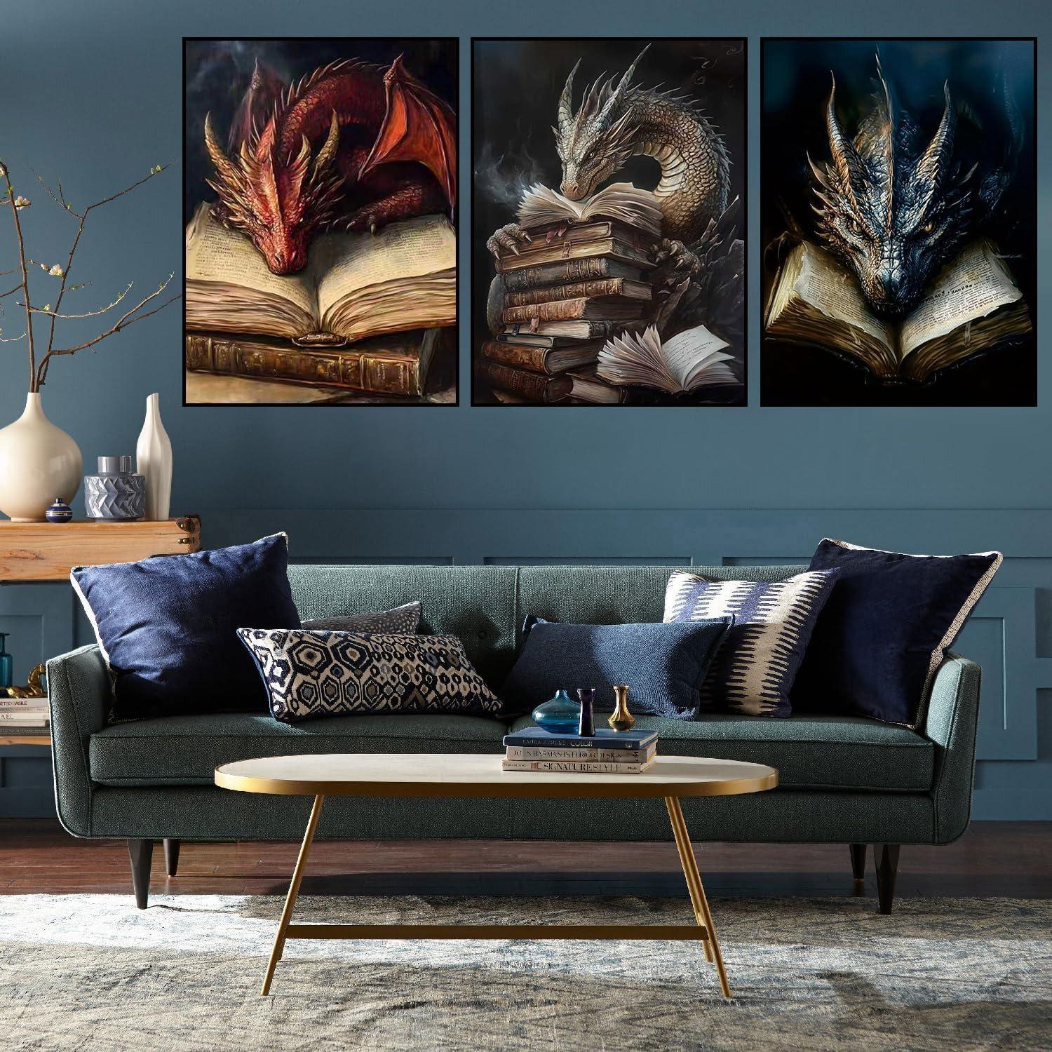 Detalle 2 de Meothan 3-Pack Dragon Diamond Painting Kits for Adults, 12x16in Canvases