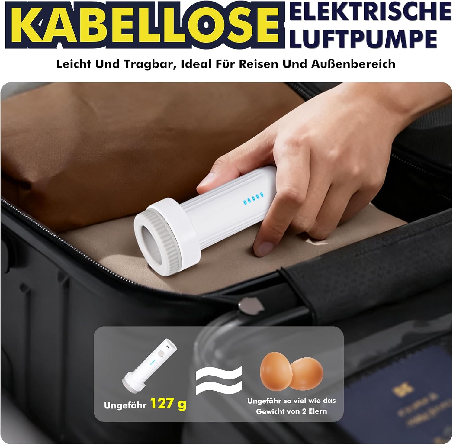 Detalle de Accenter Vakuumbeutel für Kleidung mit elektrischer Pumpe (Set mit 10 Teilen, 3 Größen)