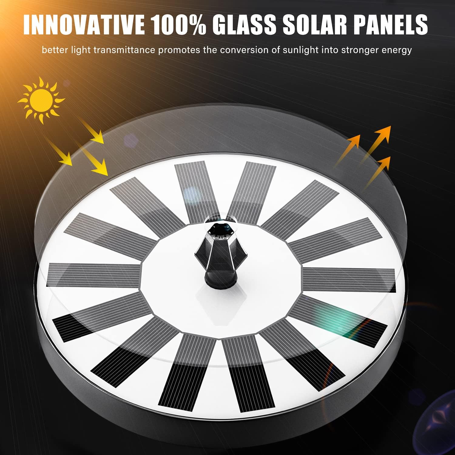 Thumbnail 1 de SZMP Solar Fountain Bird Bath with Upgrade Glass Panel – 7 Nozzles, 4 Fixers, Solar Pump for Garden, Pond & Pool