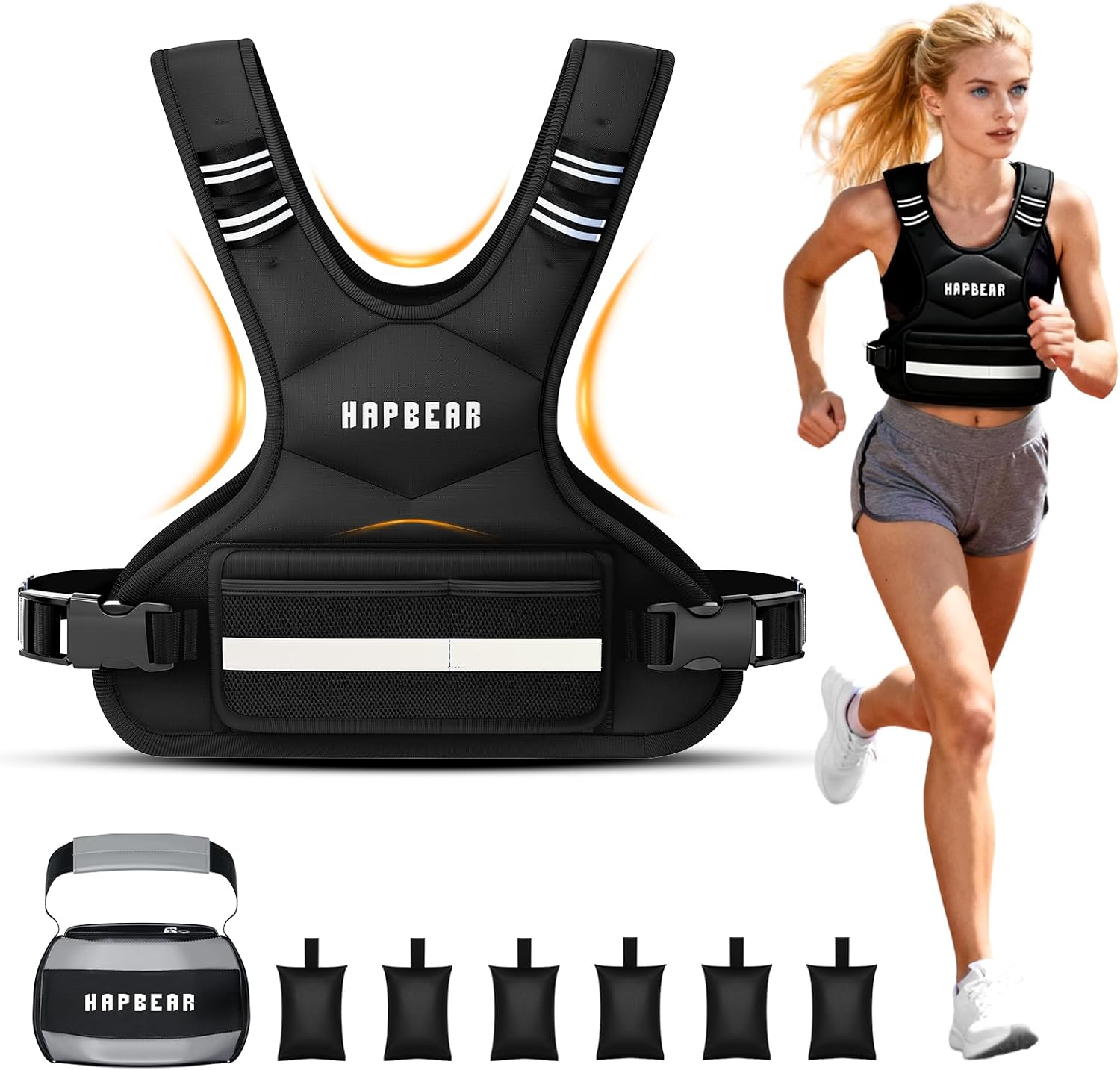 Thumbnail 6 de HAPBEAR Adjustable Weighted Vest for Men & Women — 2kg base with removable weights (4.5kg max indicated by components), breathable & versatile