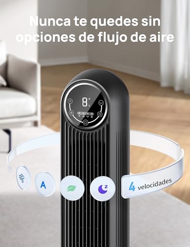 Thumbnail 5 de Dreo 20dB ventilador de pie silencioso de torre con 4 velocidades, oscilación 90° y temporizador de 8 horas (mando a distancia)
