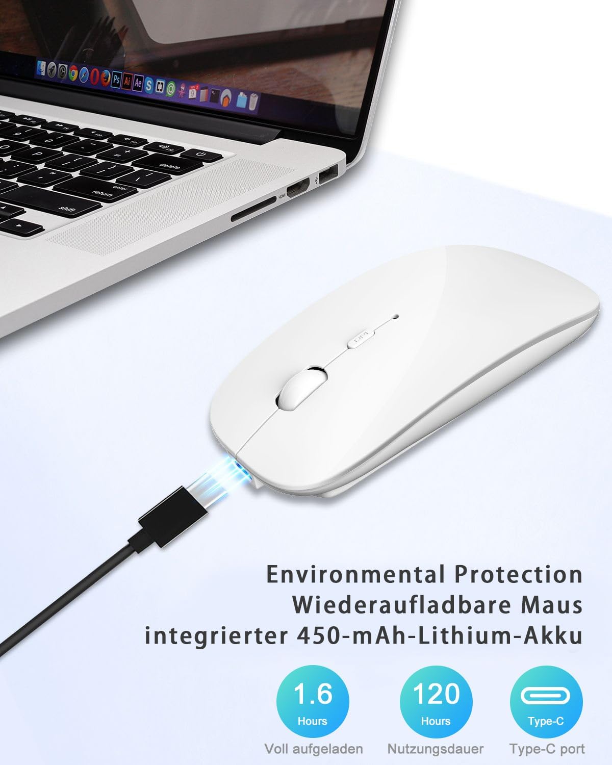 Thumbnail 2 de AE WISH ANEWISH Bluetooth Maus, 70 g