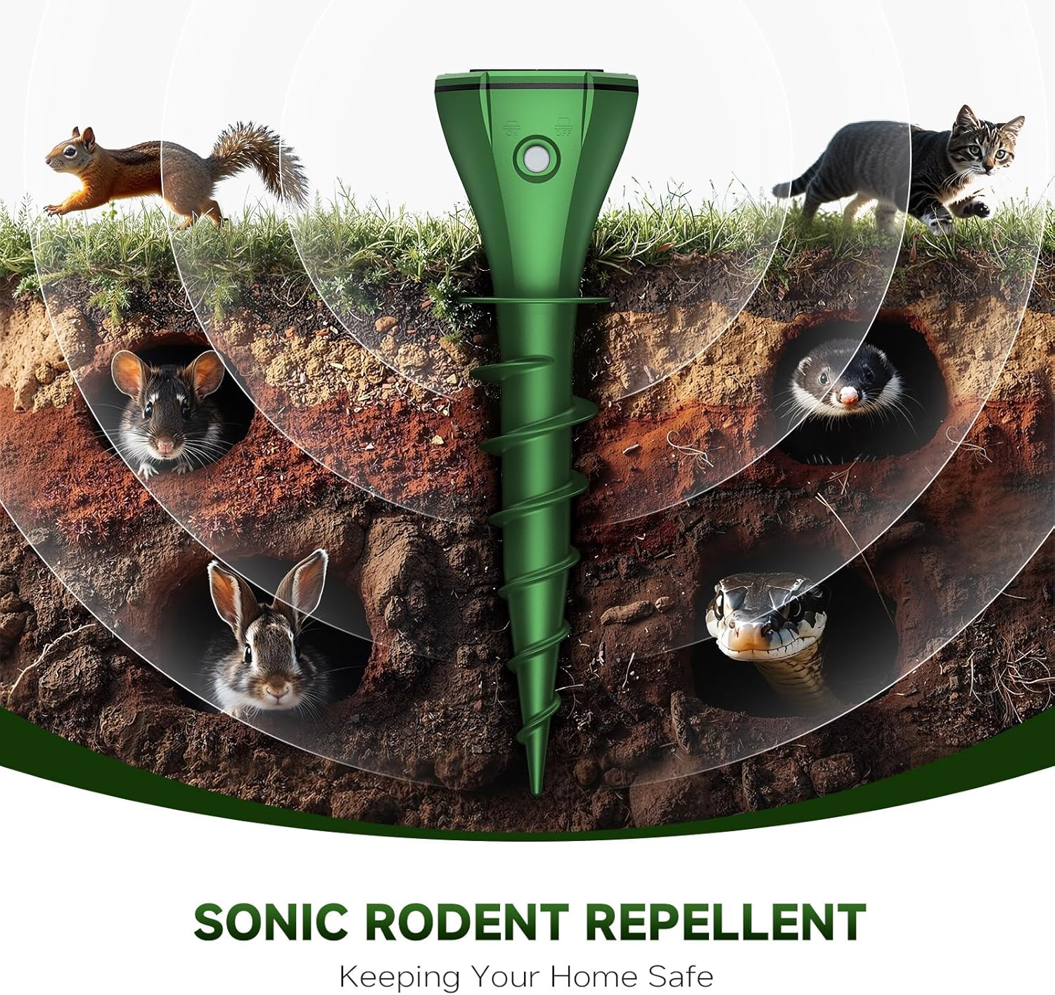 Thumbnail 4 de Maulwurf Vertreiber Premium Solar Wühlmausschreck 4er Pack (humane Ultraschall- & Vibrations-Abwehr)