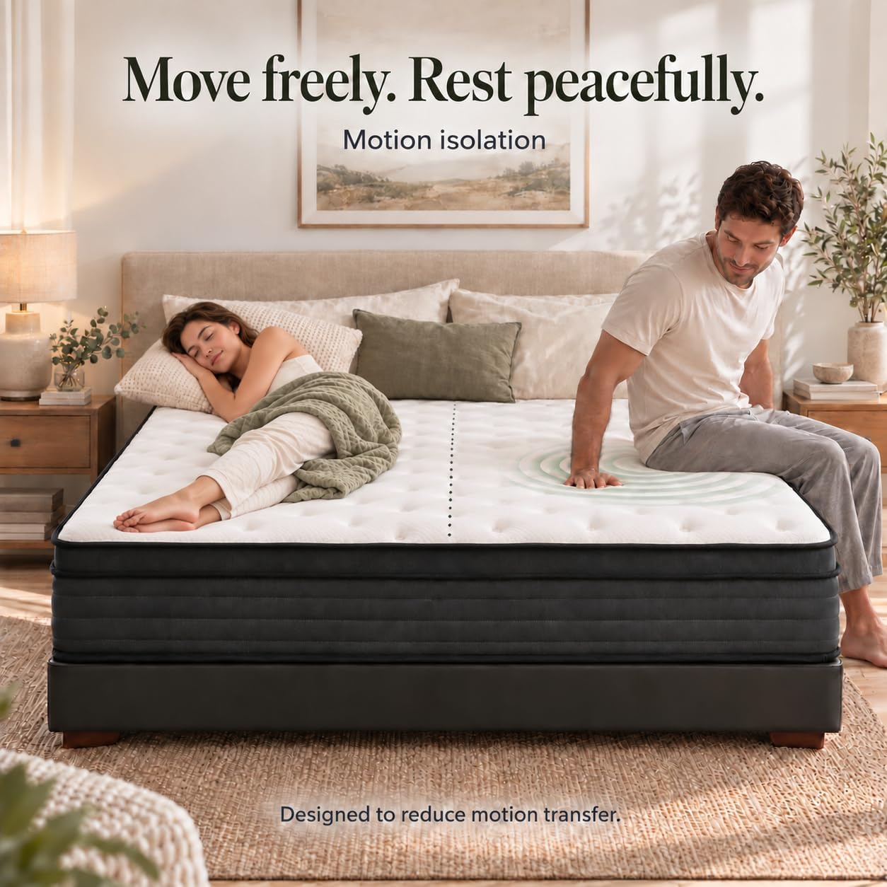 Detalle de Vantto Full Hybrid Mattress, 10-Inch Memory Foam with Pocket Springs