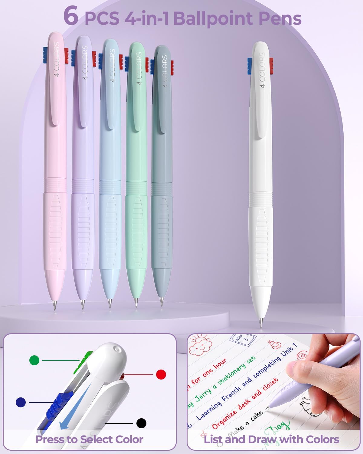 Thumbnail 2 de Four Candies 56 PCS Aesthetic School Supplies Set with Pencil Case (Purple)