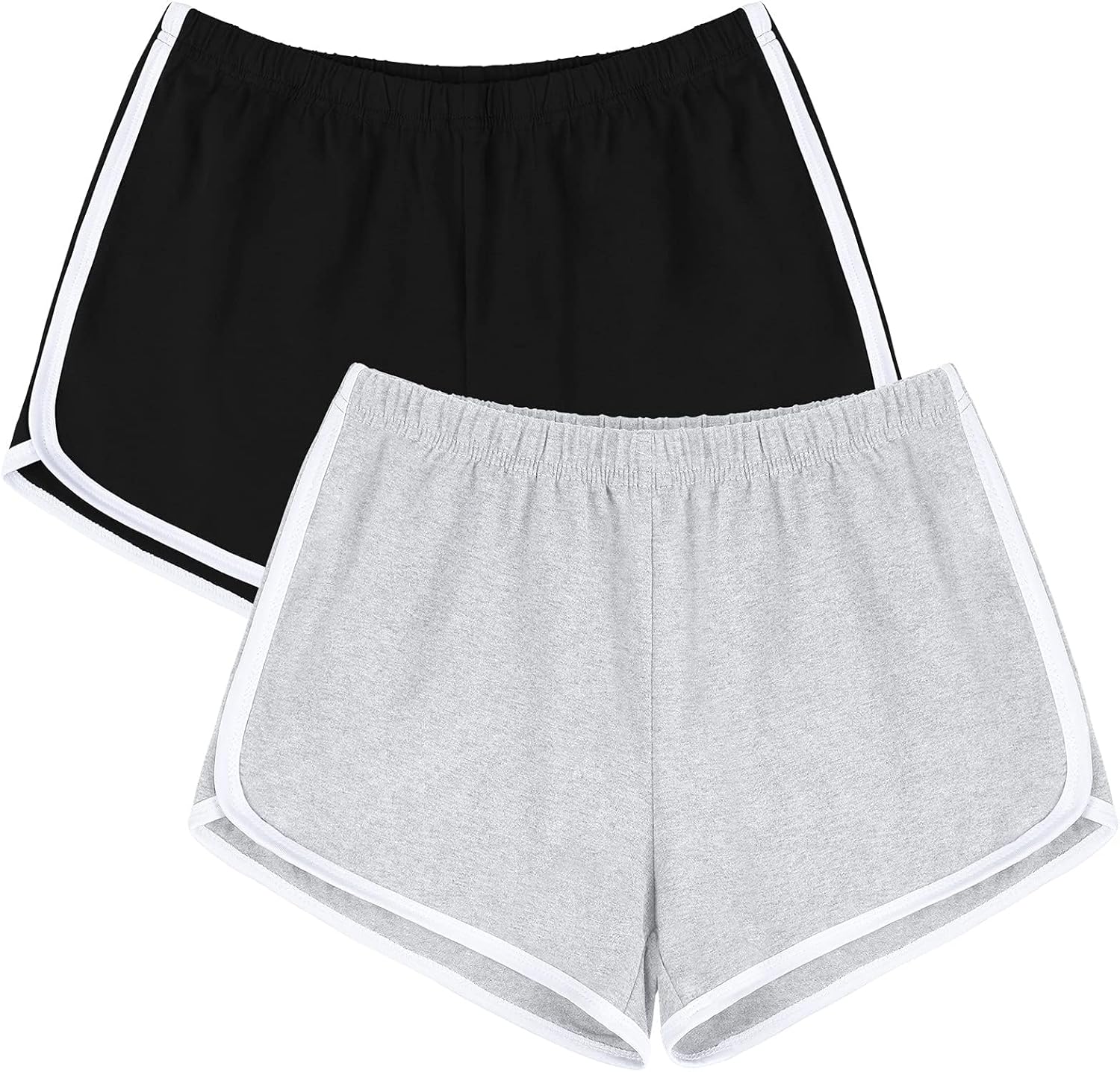 Detalle de URATOT Women's Cotton Gym Shorts Pack of 2: Lightweight, Breathable Lounge & Activewear