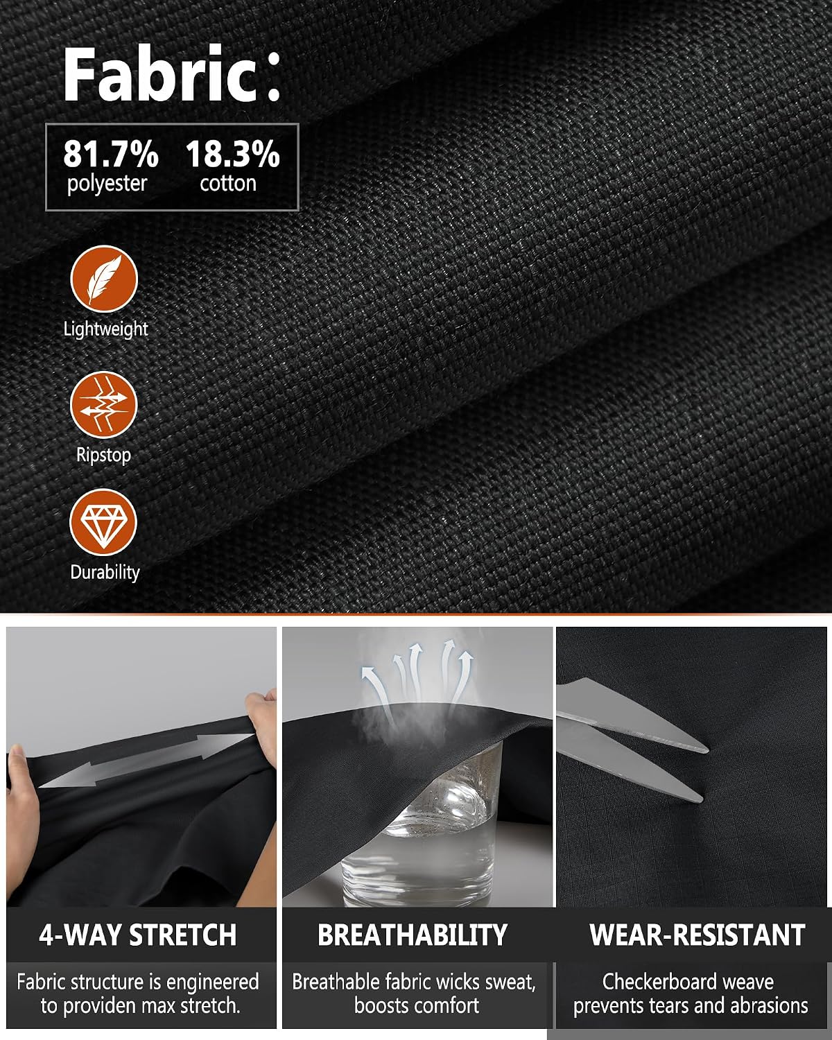 Detalle 2 de IGOLUMON Work Trousers Men Cargo Stretch Fit Tactical Work Pants with Multi-Pockets