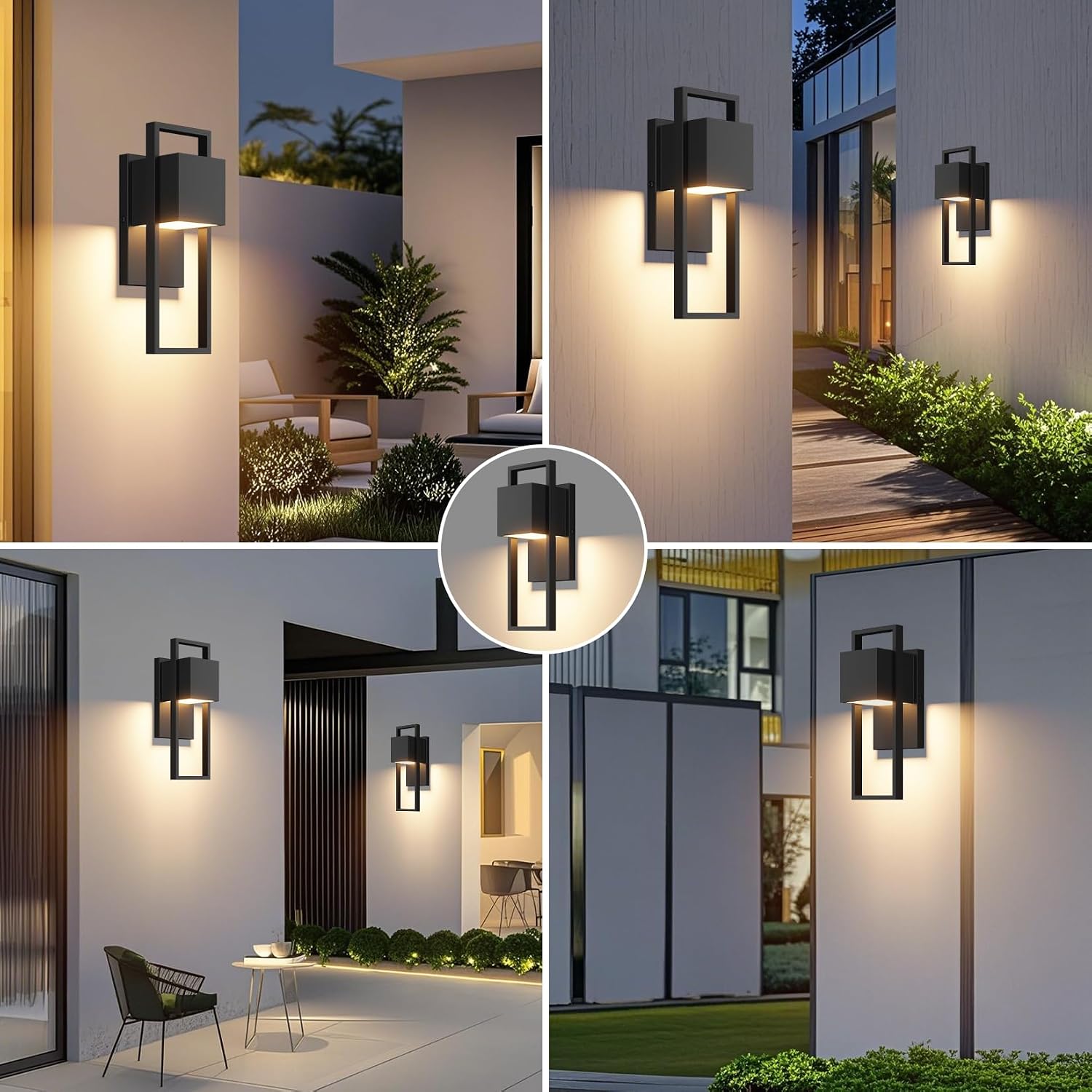 Detalle de Aipsun: applique LED da esterno 16W in acciaio inox, 2 pezzi, 960 lm, IP65 – bianco caldo 3000K