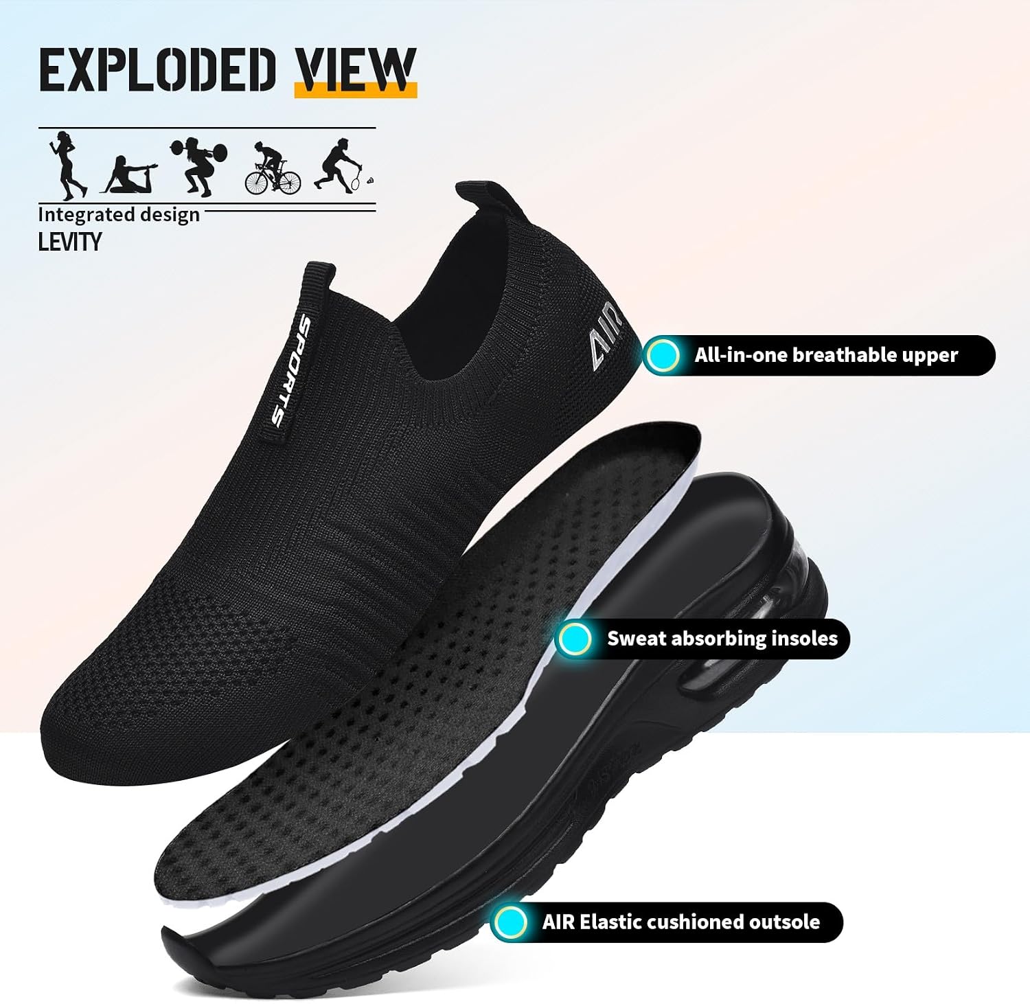 Detalle de Slip on femme respirant, basket mode