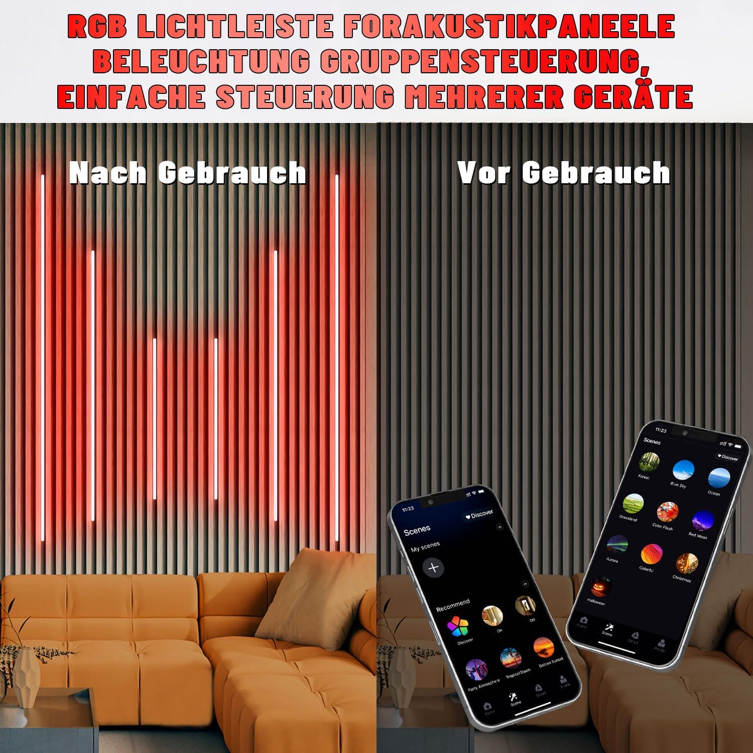 Thumbnail 3 de Lichaser RGB Schwarz LED Akustikpaneele 40/60/90 cm