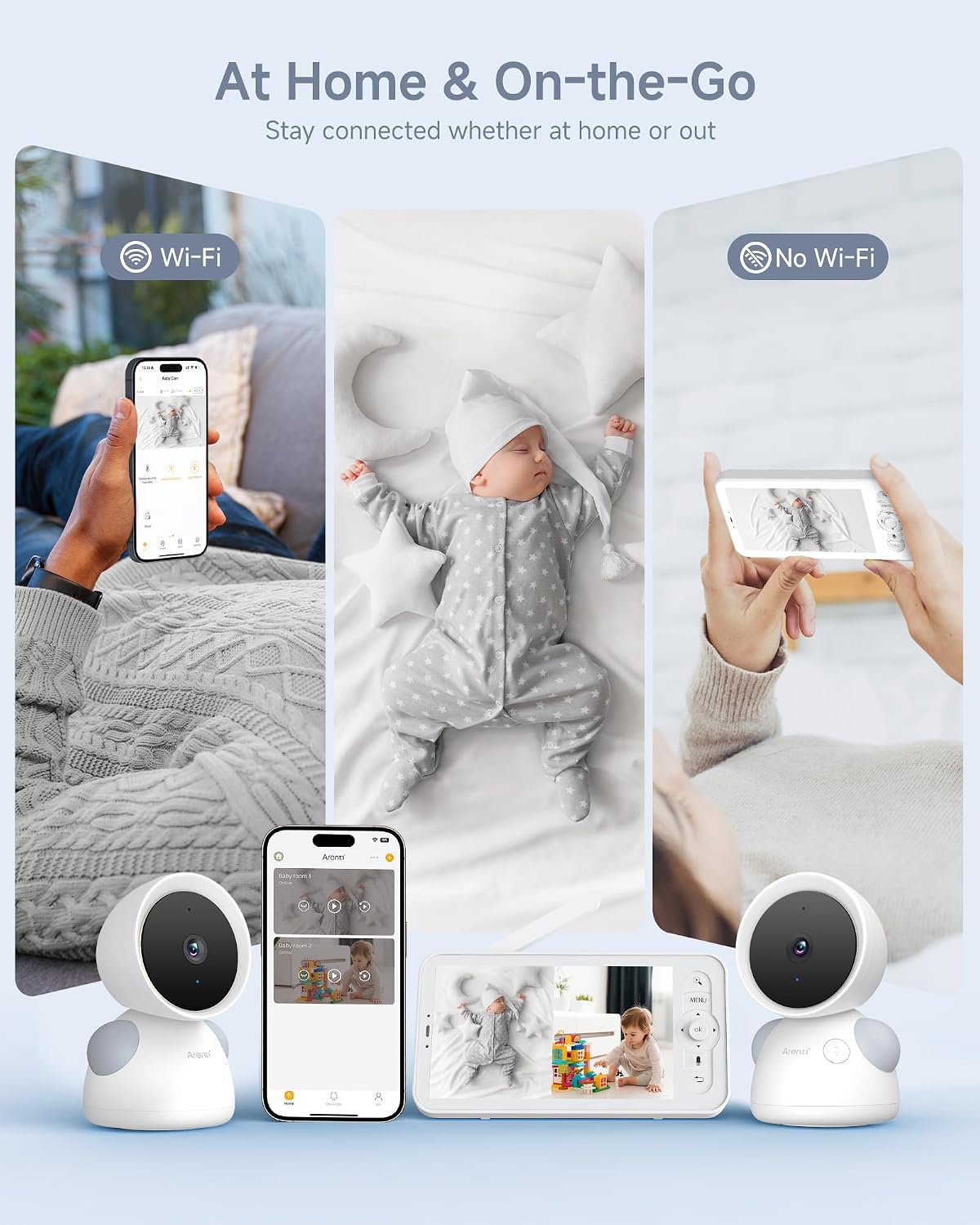 Detalle de ARENTI D3 Baby Monitor Set with 2 Cameras, 5-Inch Display and Split-Screen