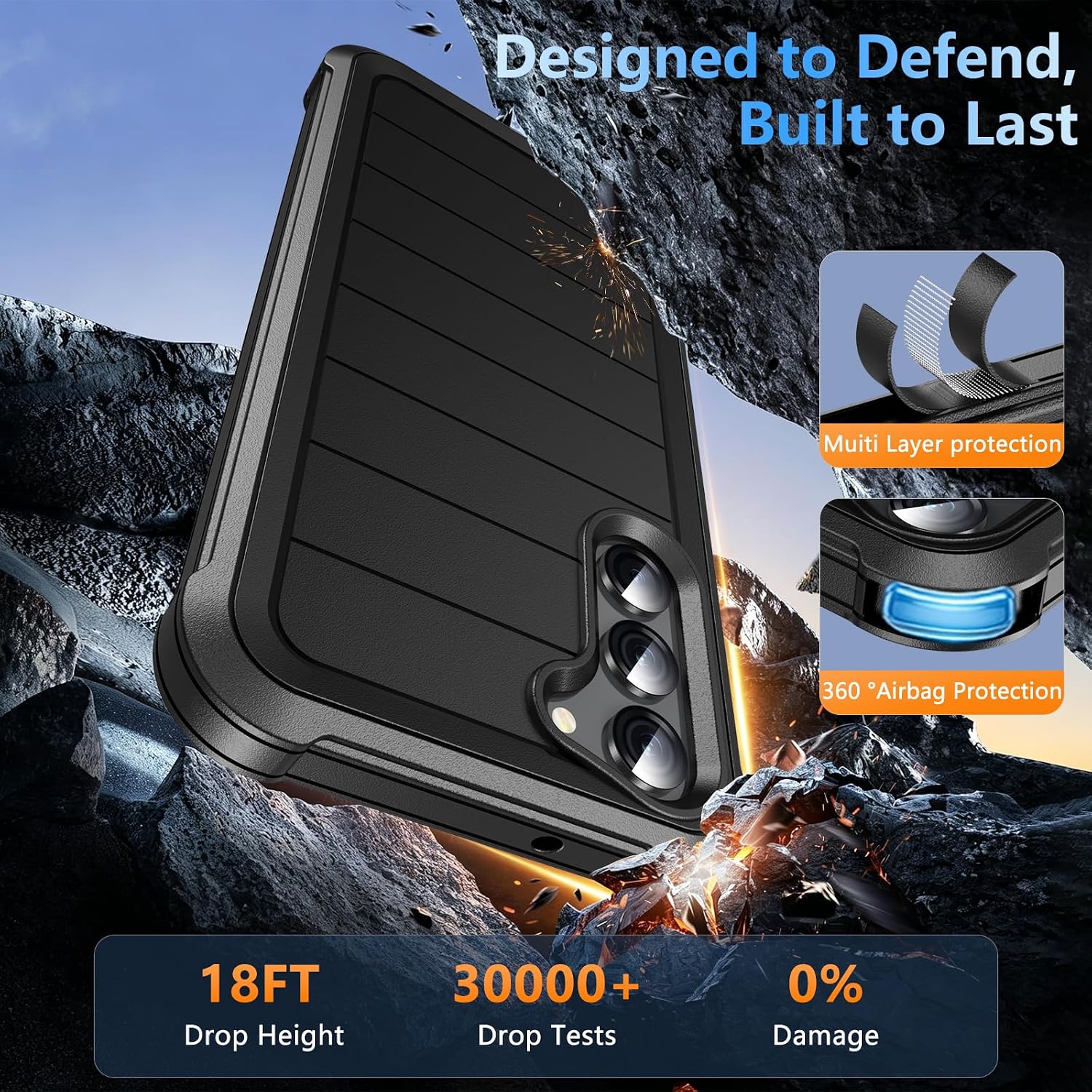 Detalle de Hensinple Rugged Case with Tempered Glass for Samsung Galaxy S23+
