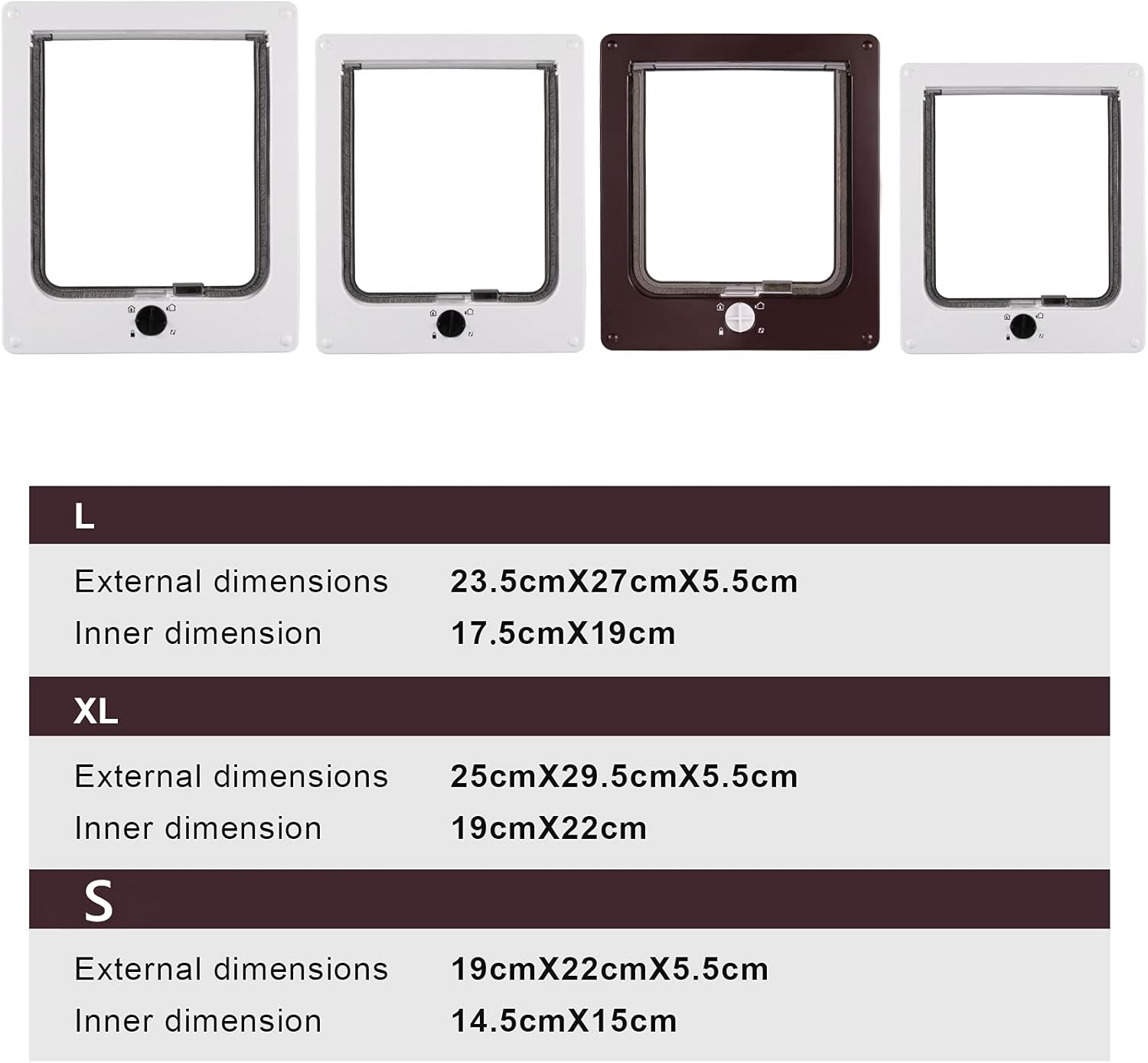 Thumbnail 2 de Sailnovo Katzenklappe / Hundeklappe mit 4-Wege-Verschluss (Facile-Verschluss), Teleskoprahmen – 23,5 × 27 × 5,5 cm
