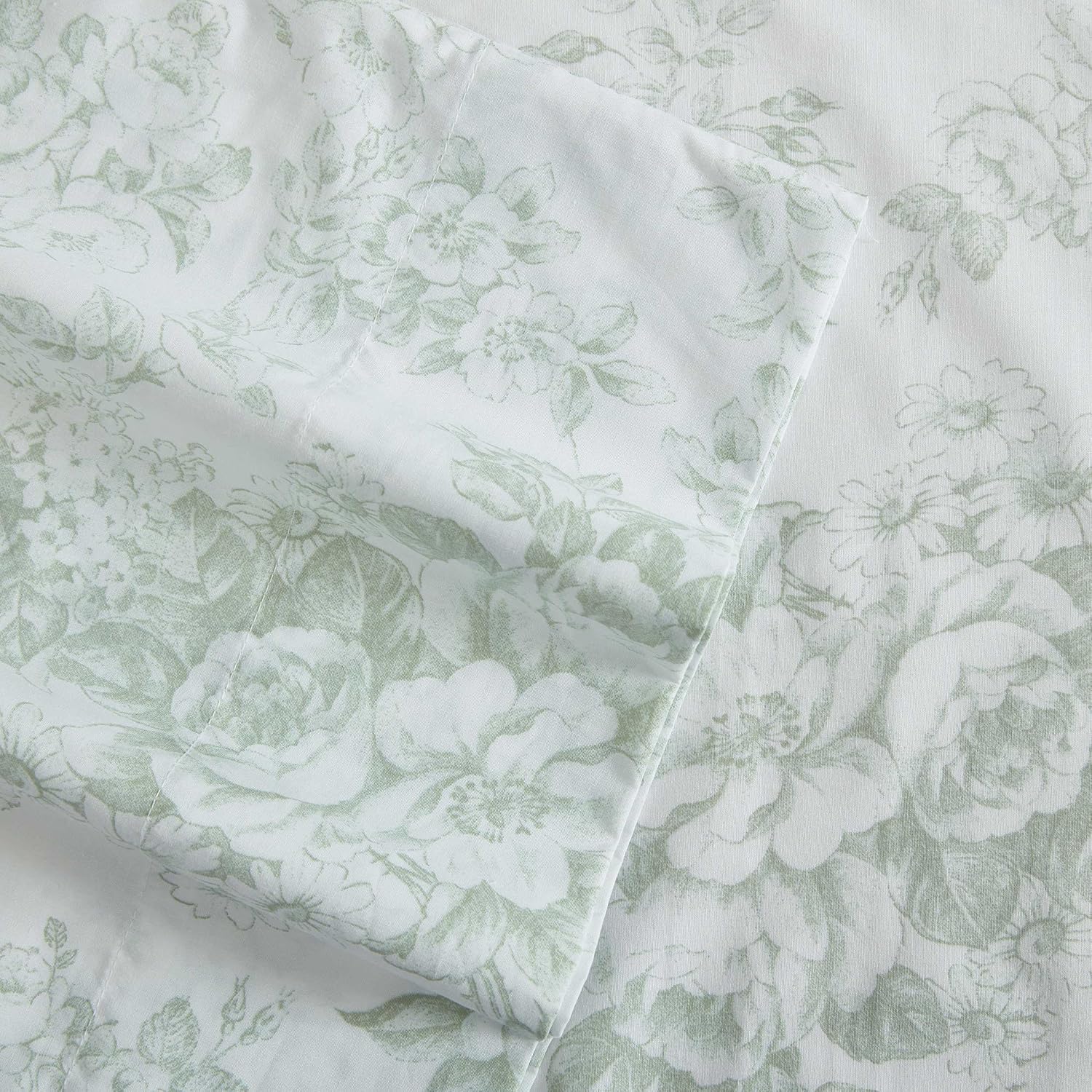 Detalle de Laura Ashley Toile Delight Green – komplet prześcieradeł perkalowych Twin, bawełna