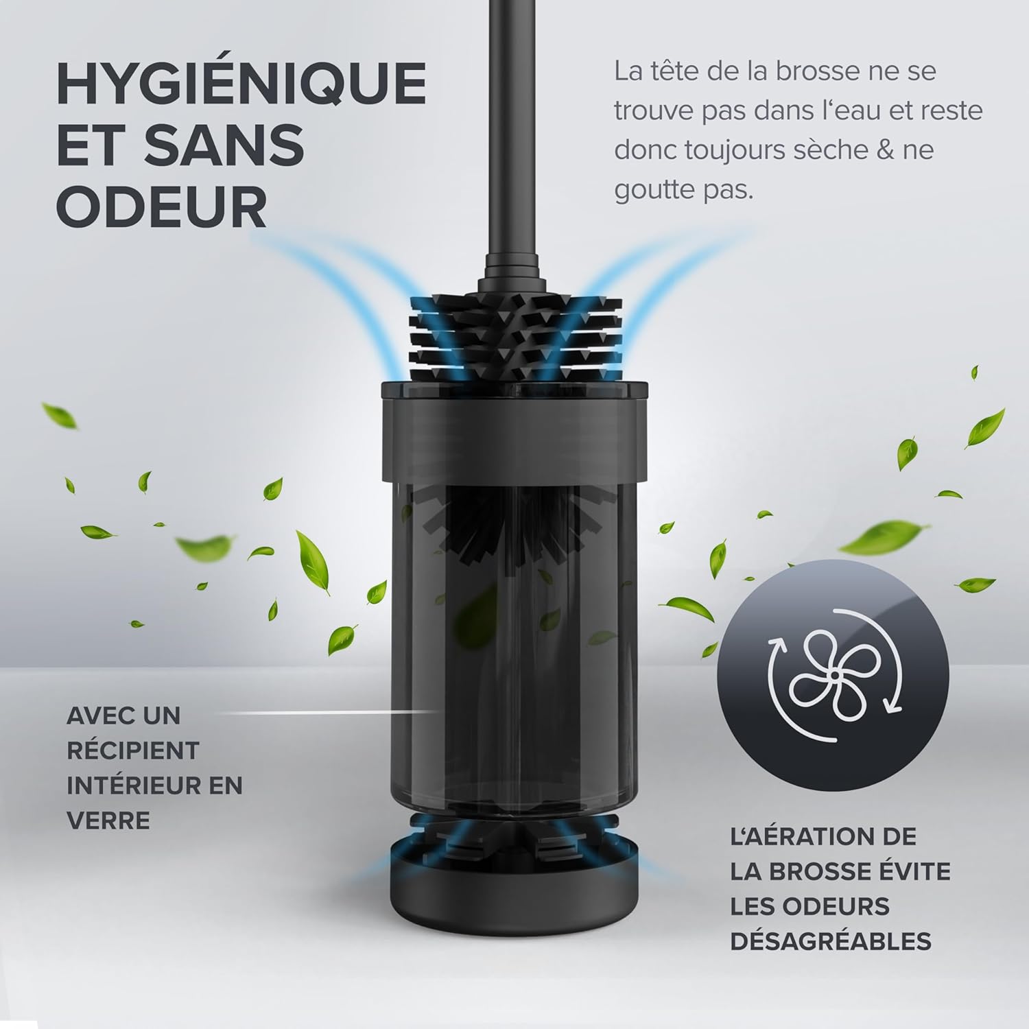 Thumbnail 2 de ovimar Brosse WC Finnkona – Noir, montage mural avec perçage ou collage