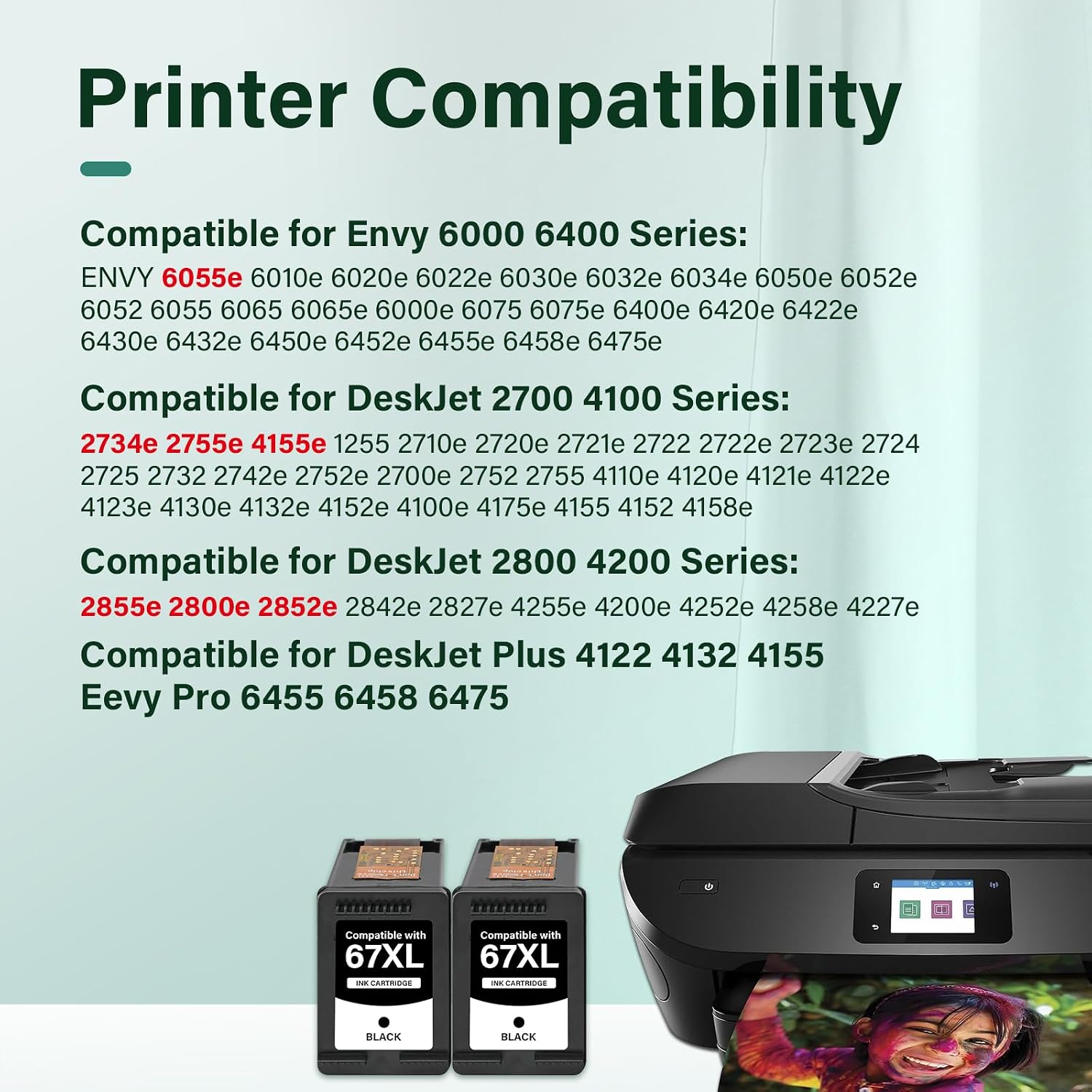 Detalle de Cool Toner 67/67XL Black Ink Cartridges, 2-Pack for Compatible HP Printers