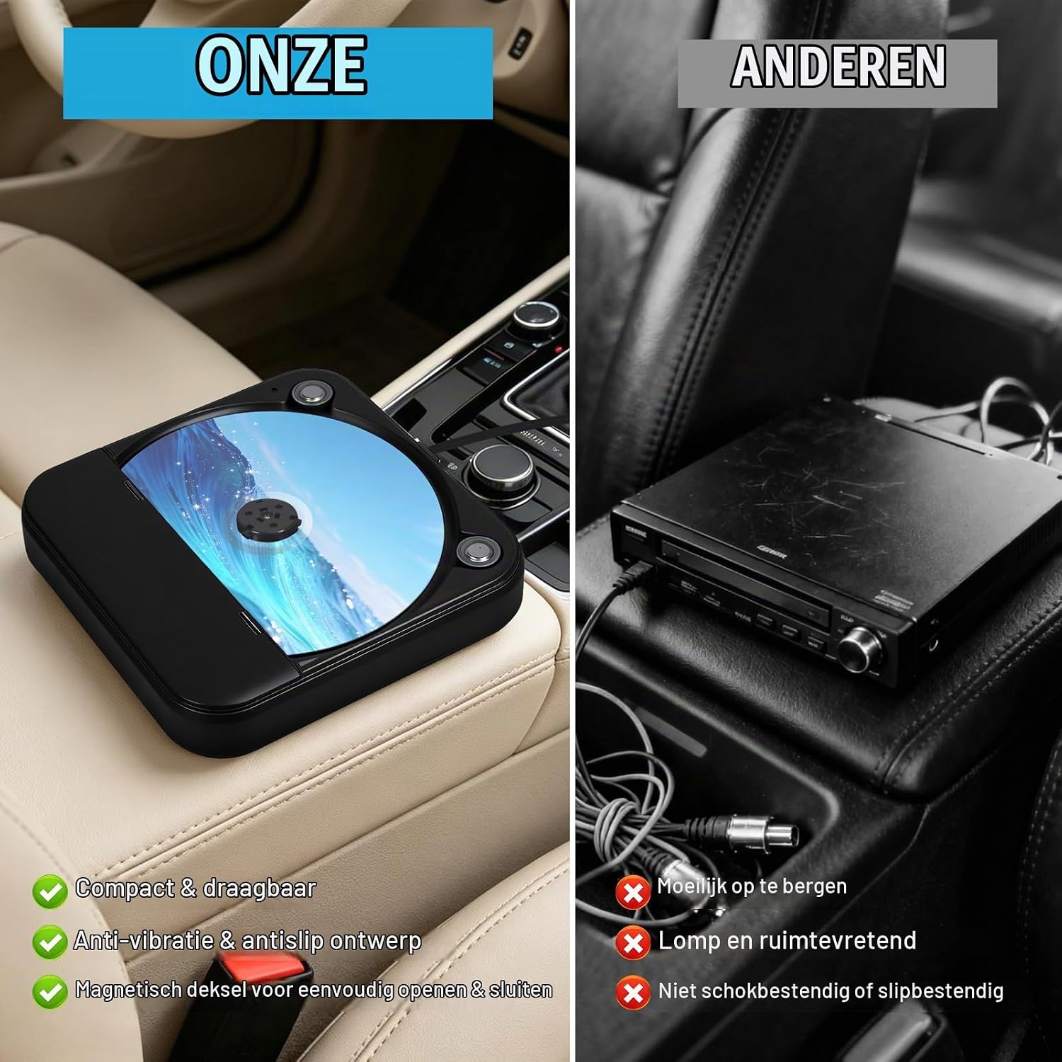 Detalle de Canareen 606 externe cd-speler voor auto met USB en AUX