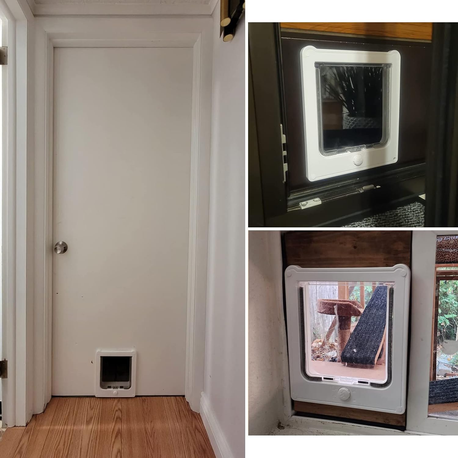 Detalle de PETLESO Large Cat Flap for Wooden/UPVC/Interior Doors (9.25" x 10.8"), 4-Way Locking