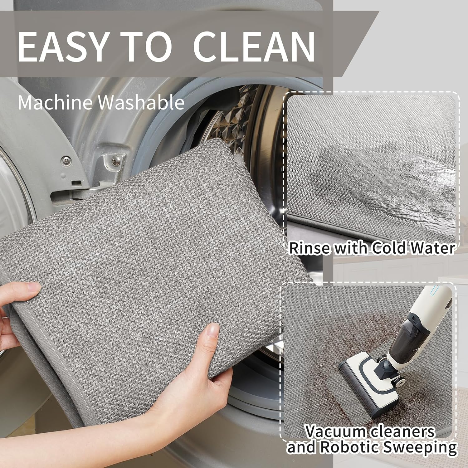 Thumbnail 2 de YDKGL Non Slip Kitchen Rugs 17x47 Gray Kitchen Runner Mat for In Front of Sink