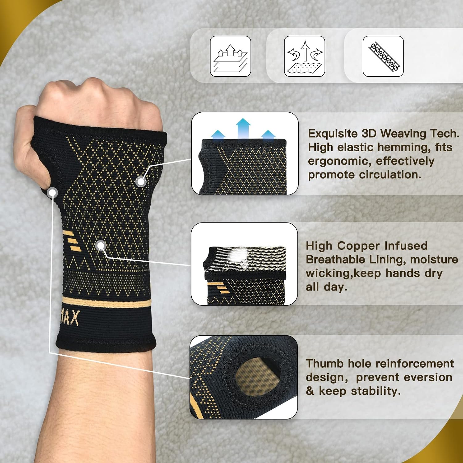 Detalle de INDEEMAX Wrist Support Sleeve L for Carpal Tunnel 🩺