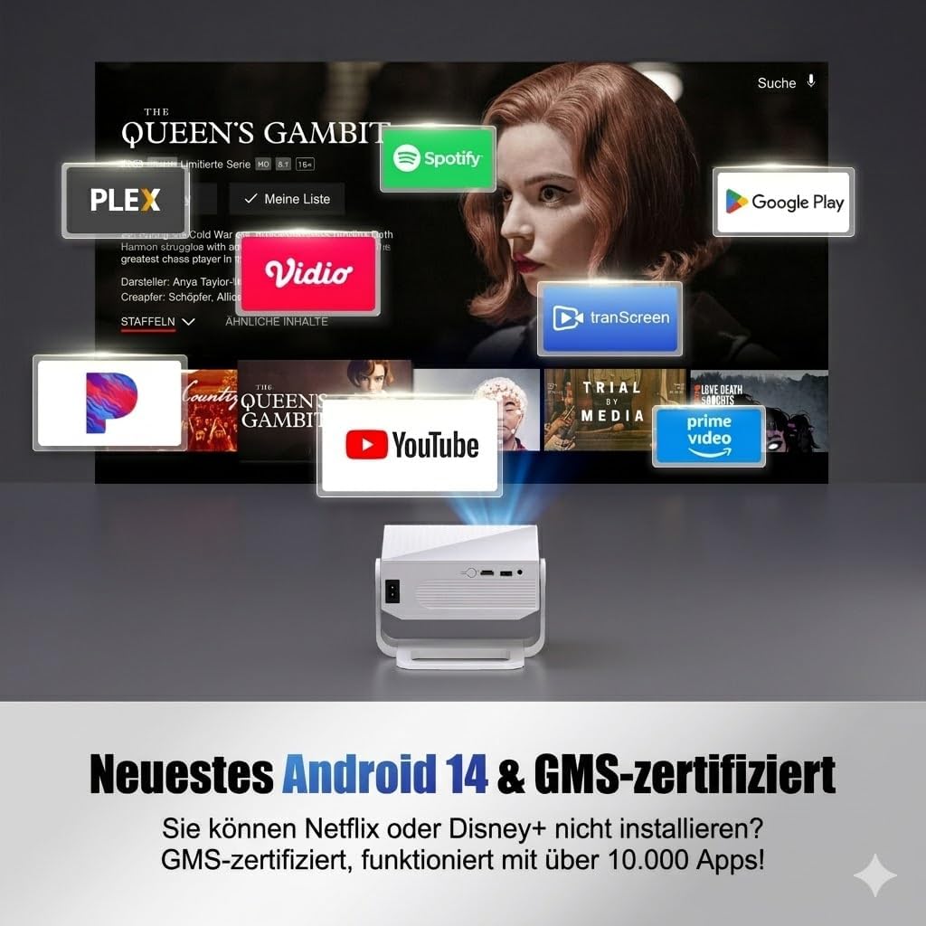 Thumbnail 2 de ZDK Neuer Smart Beamer mit Android 14, WLAN & Bluetooth und 4K-Decoding-Unterstützung